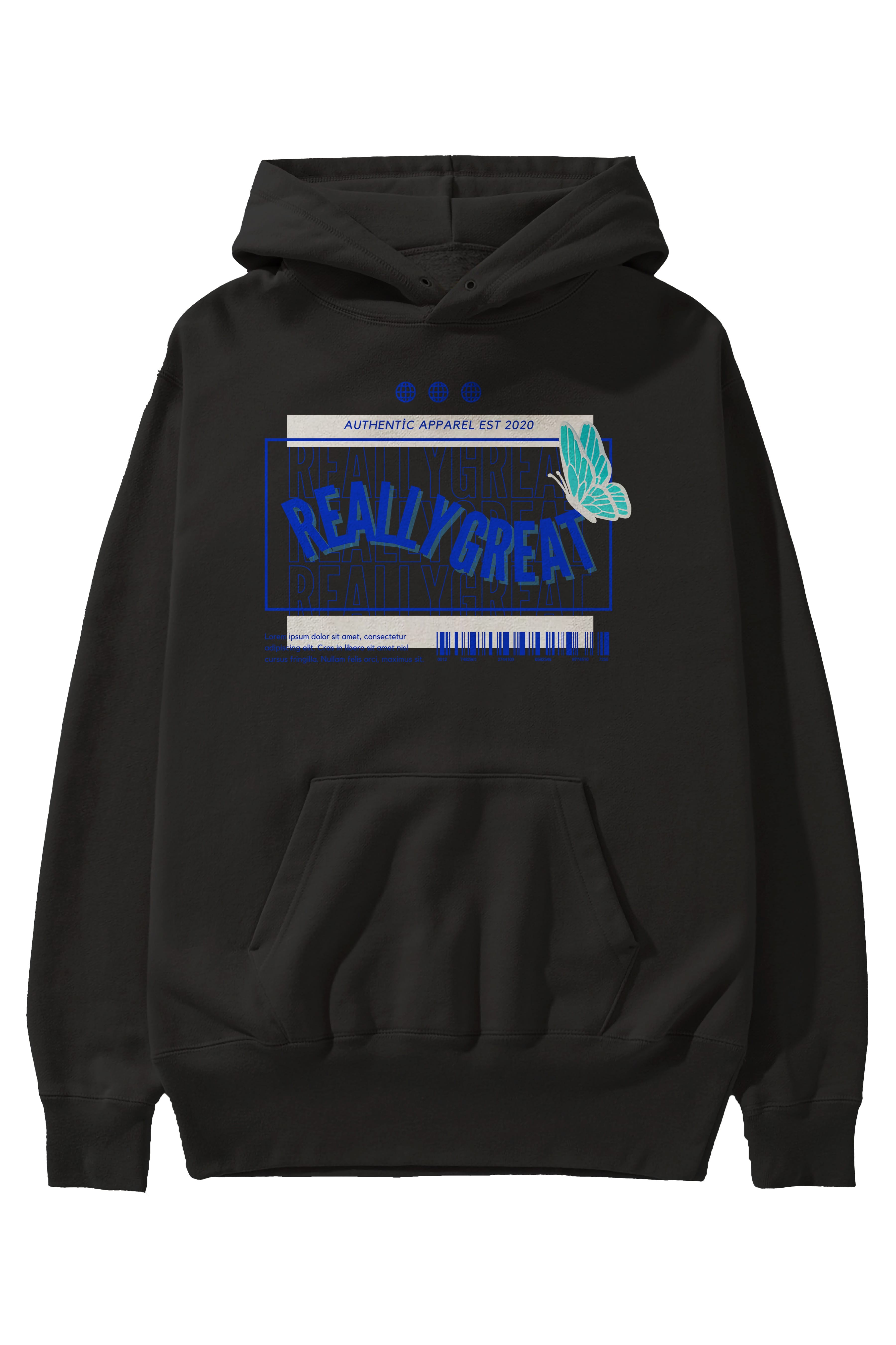 Really Great Yazılı Ön Baskılı Oversize Hoodie Kapüşonlu Sweatshirt Erkek Kadın Unisex