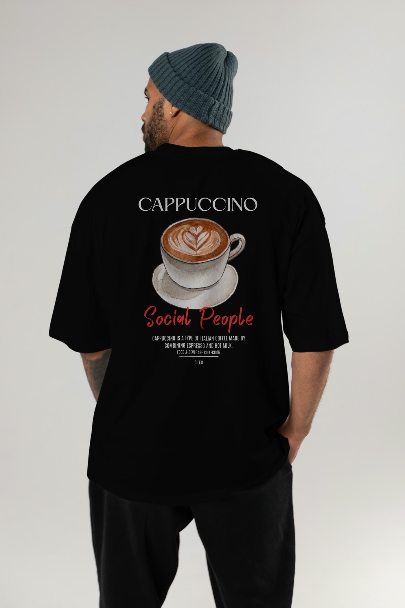 Cappuccino Kokteyl Serisi Baskılı Oversize t-shirt Erkek Kadın Unisex %100 Pamuk Bisiklet Yaka tişort