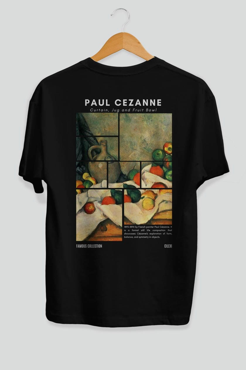 Paul Cezanne Curtain Arka Baskılı Oversize t-shirt Erkek Kadın Bisiklet Yaka Pamuk tişort