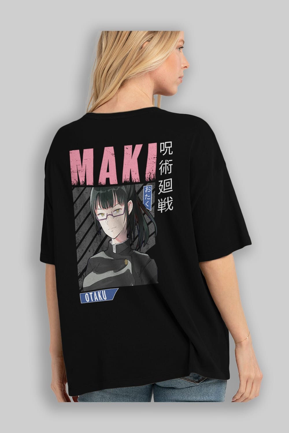 Maki Zenin CHAINSAWMAN 1 Anime Arka Baskılı Oversize t-shirt Erkek Kadın Unisex