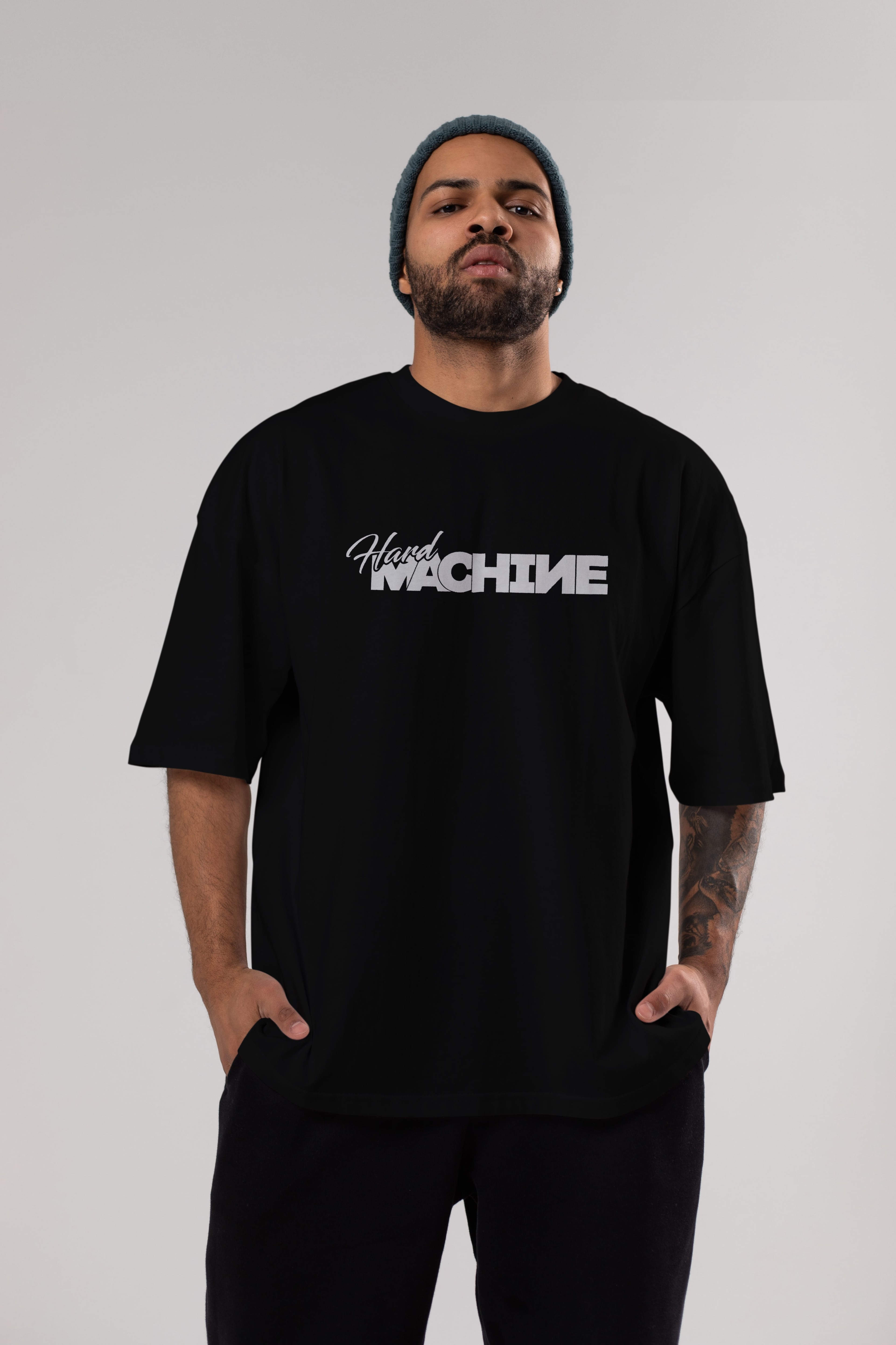 Hard Machine Ön Baskılı Oversize t-shirt %100 pamuk Erkek Kadın Unisex