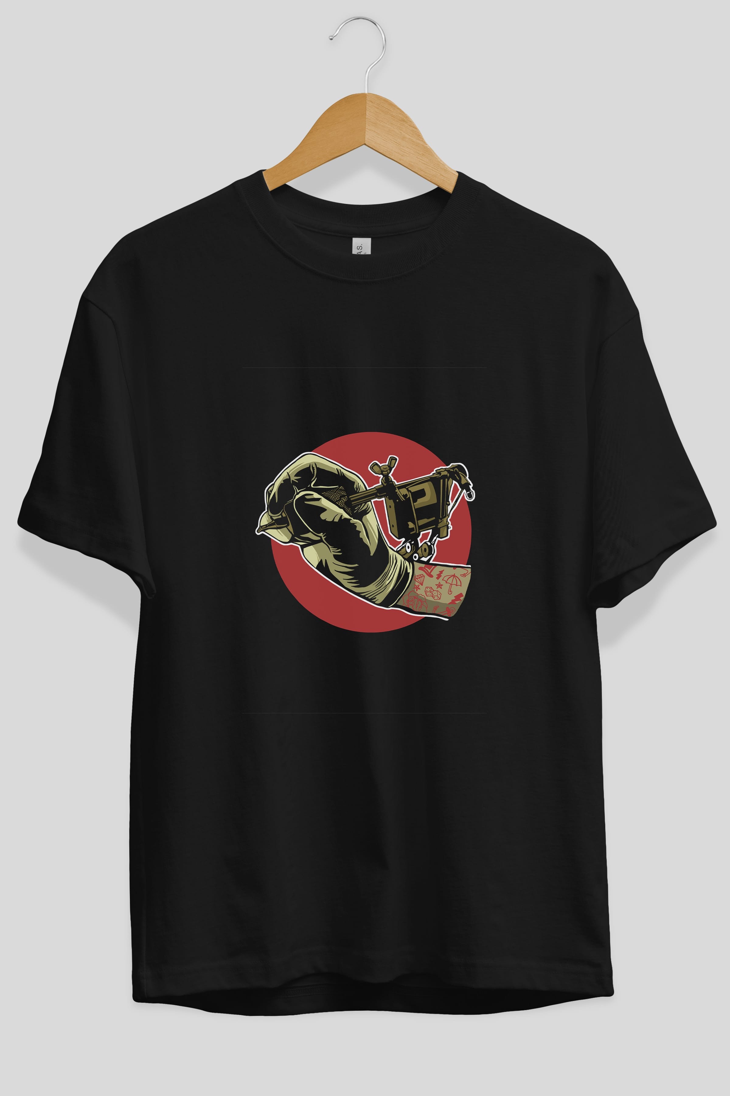 Tattoo Machine ] Ön Baskılı Oversize t-shirt Erkek Kadın Unisex %100 Pamuk tişort