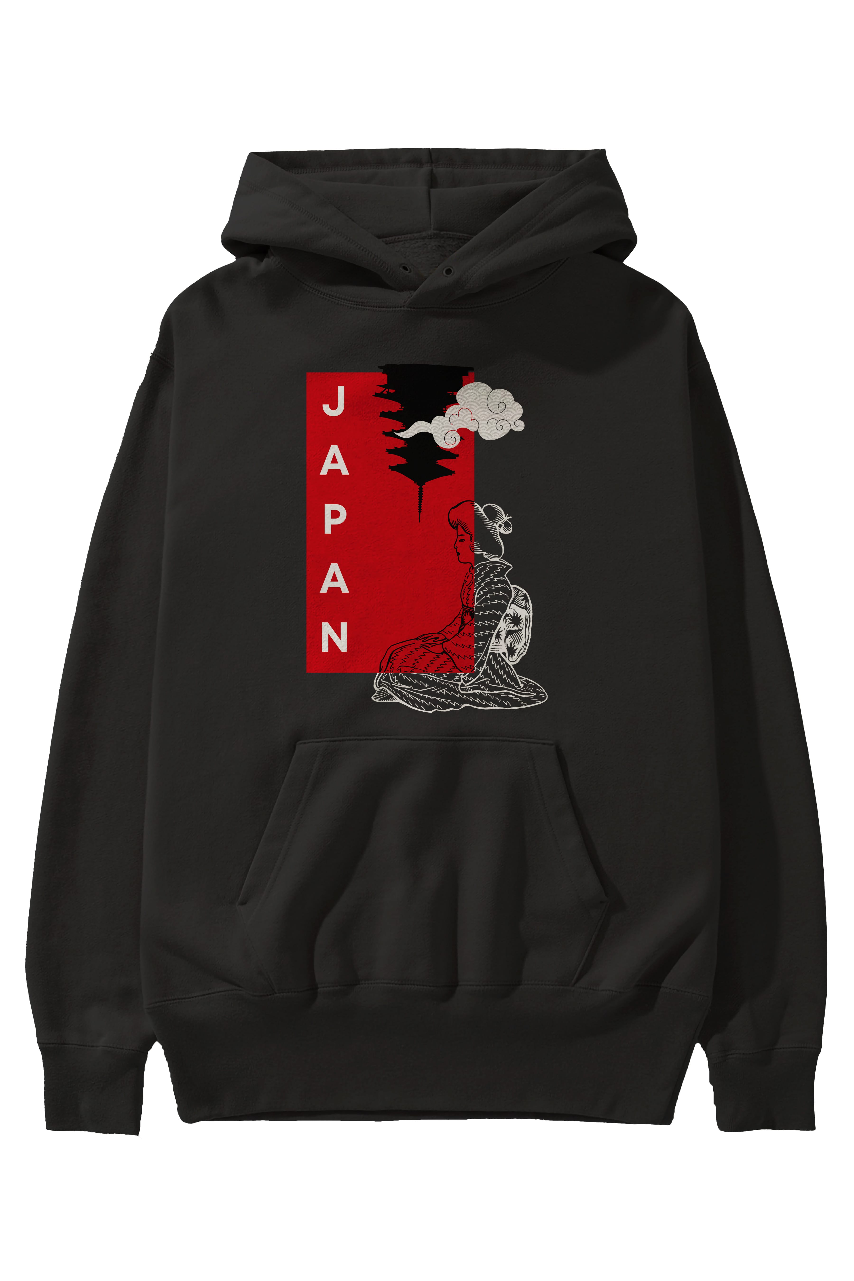 Japan Yazılı Streetwear Ön Baskılı Oversize Hoodie Kapüşonlu Sweatshirt Erkek Kadın Unisex