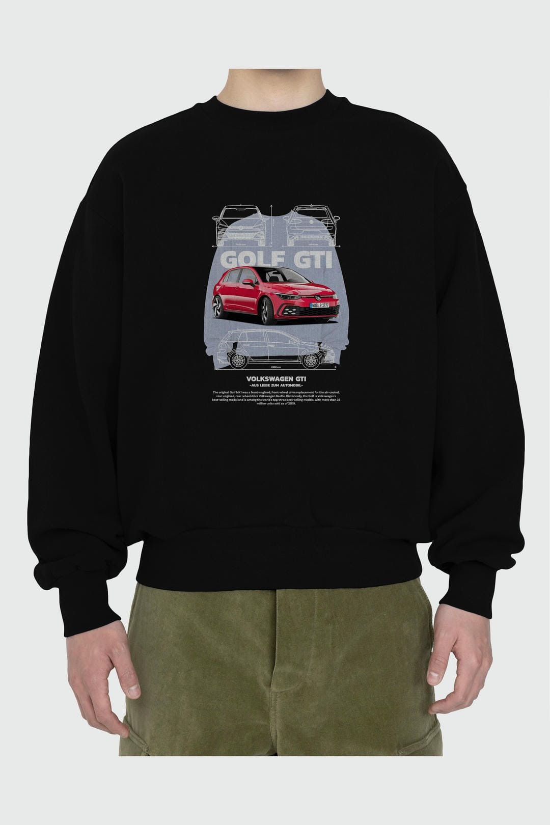 VOLKSWAGEN Golf GTI Ön Baskılı Anime Oversize Sweatshirt Erkek Kadın Unisex