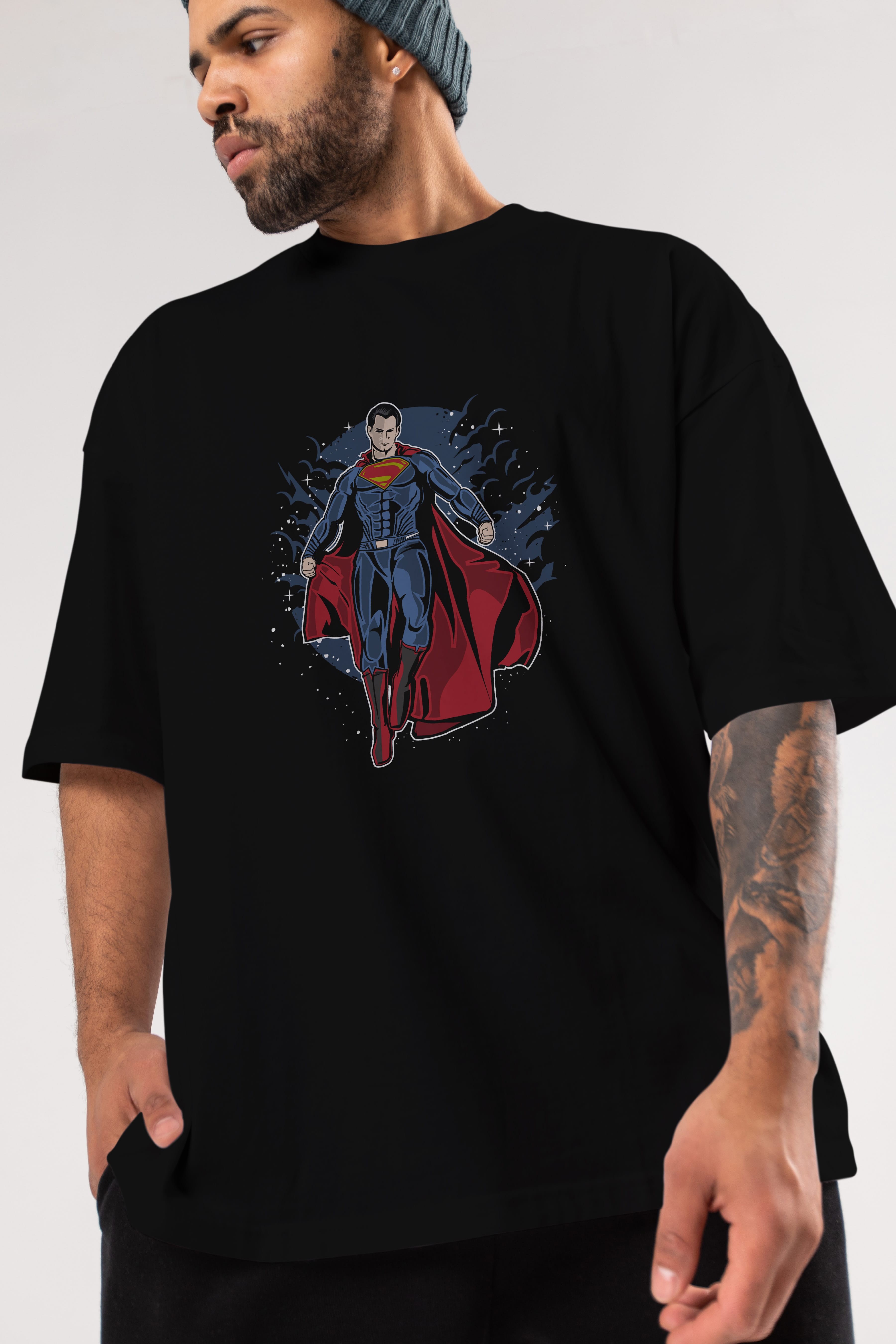 SUPERMAN Ön Baskılı Oversize t-shirt Erkek Kadın Unisex %100 Pamuk tişort