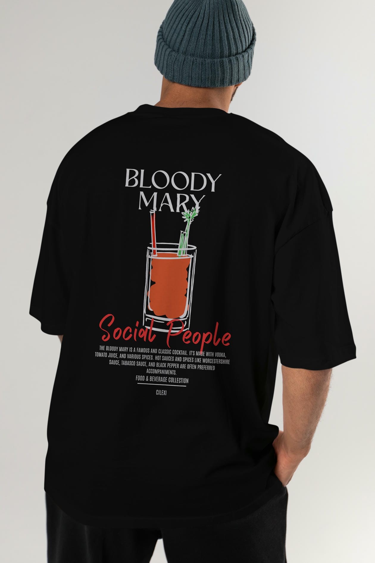 Bloody Mary Kokteyl Serisi Baskılı Oversize t-shirt Erkek Kadın Unisex %100 Pamuk Bisiklet Yaka tişort