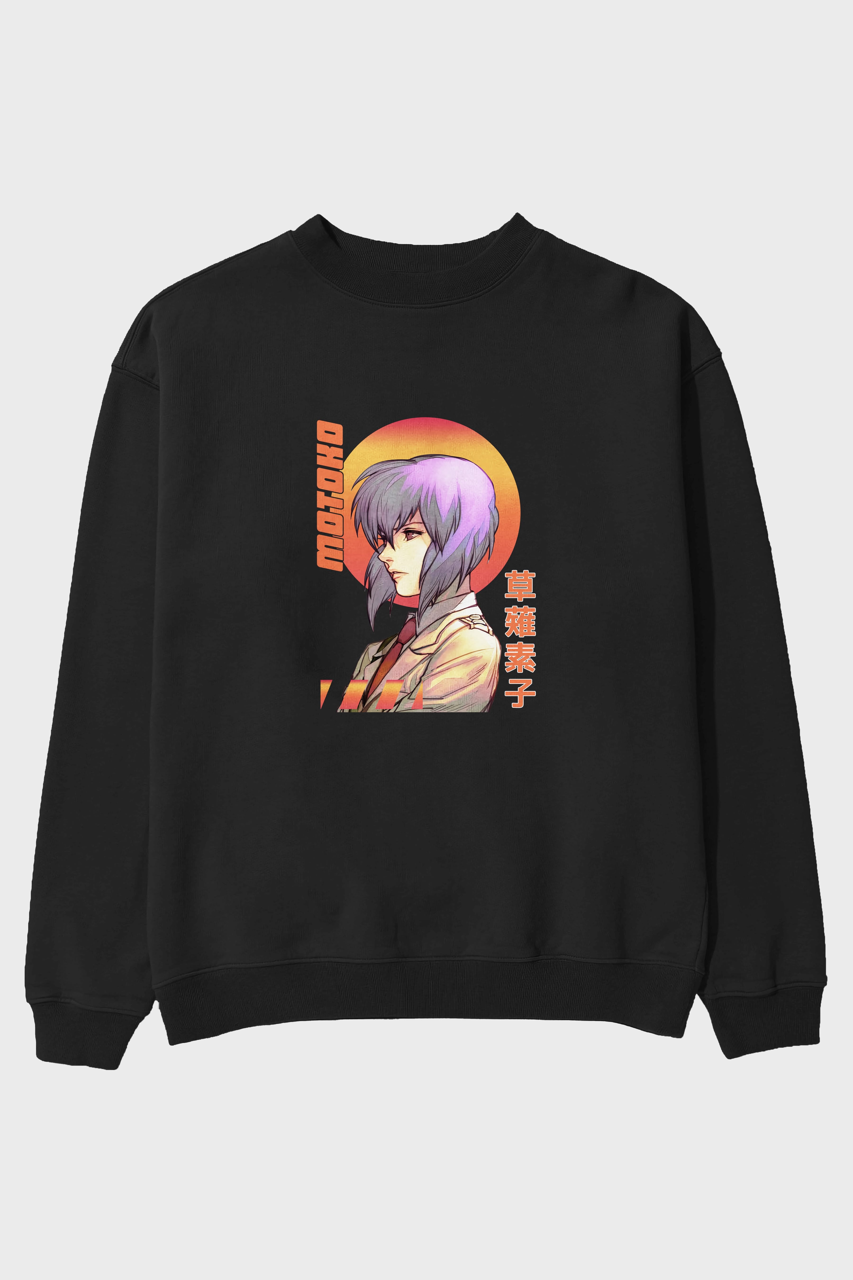 Motoko Kusanagi 10 Anime Ön Baskılı Oversize Sweatshirt Erkek Kadın Unisex