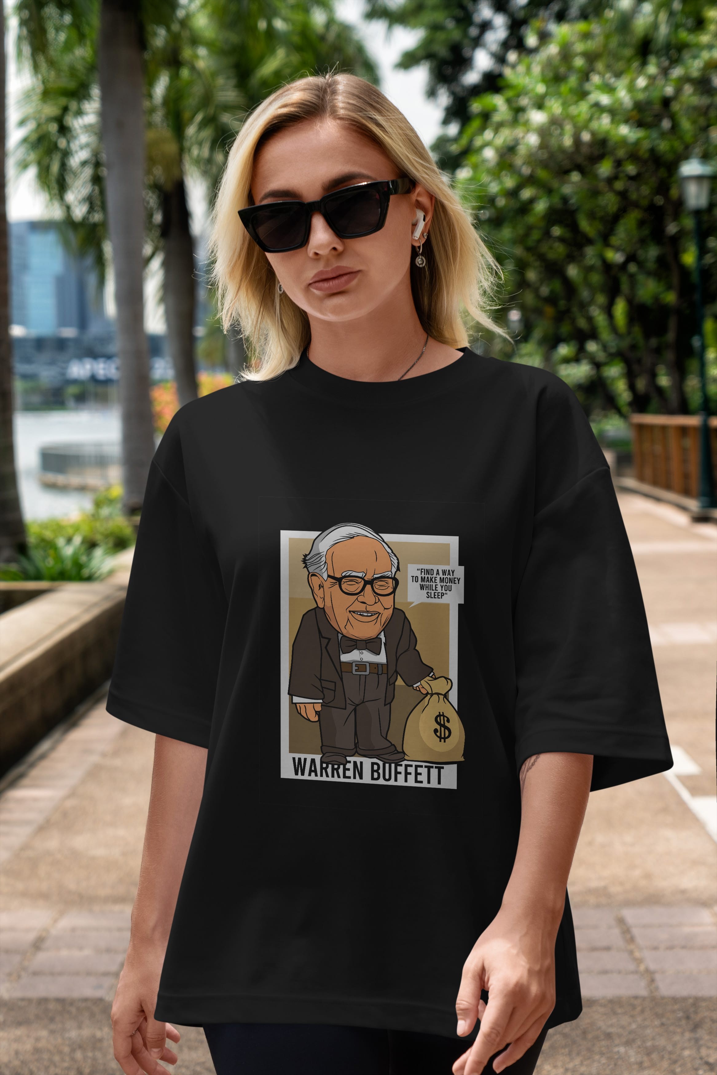 Warren Buffet Up Carl Ön Baskılı Oversize t-shirt Erkek Kadın Unisex %100 Pamuk tişort