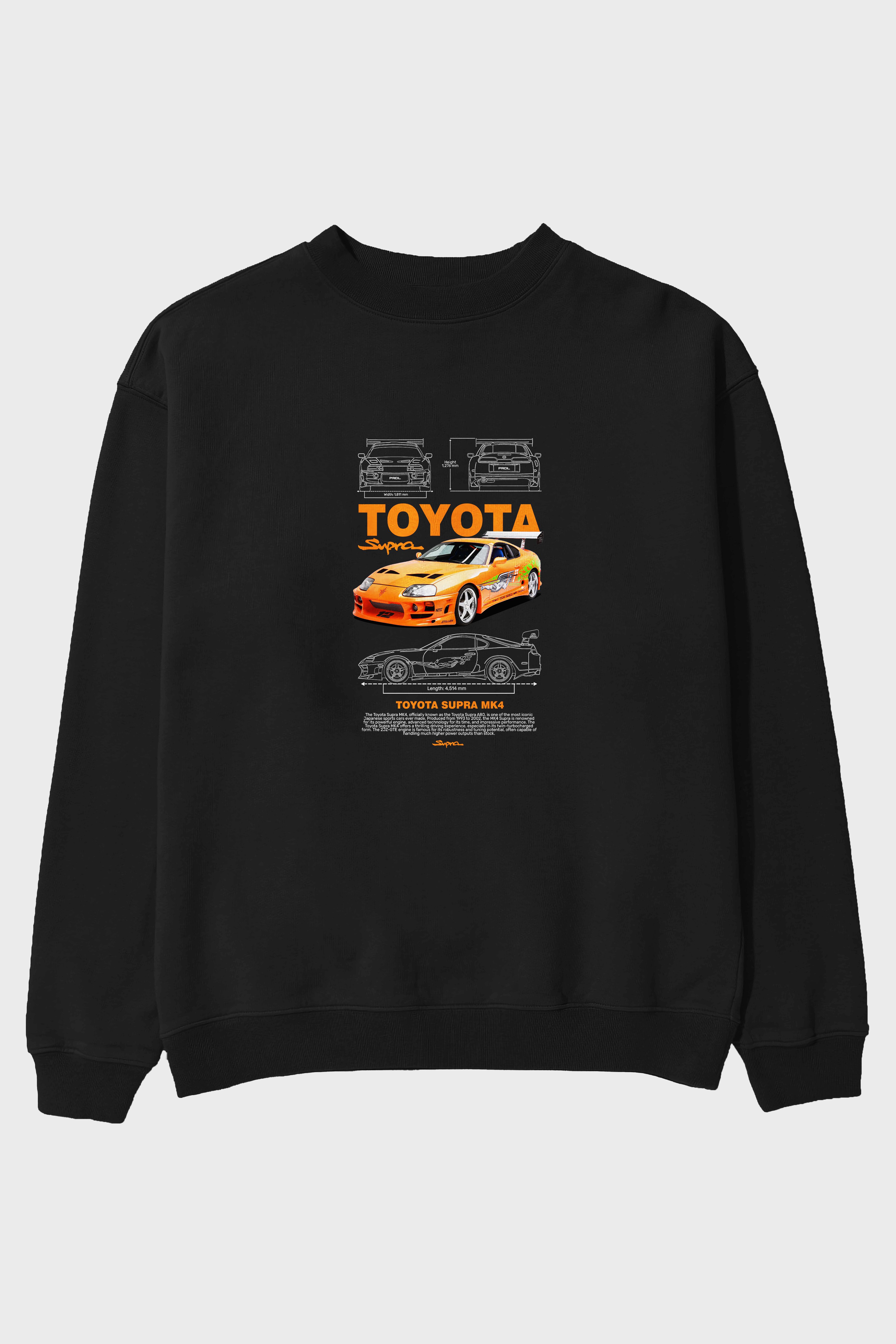 toyota supra mk4 fast and furious Ön Baskılı Anime Oversize Sweatshirt Erkek Kadın Unisex