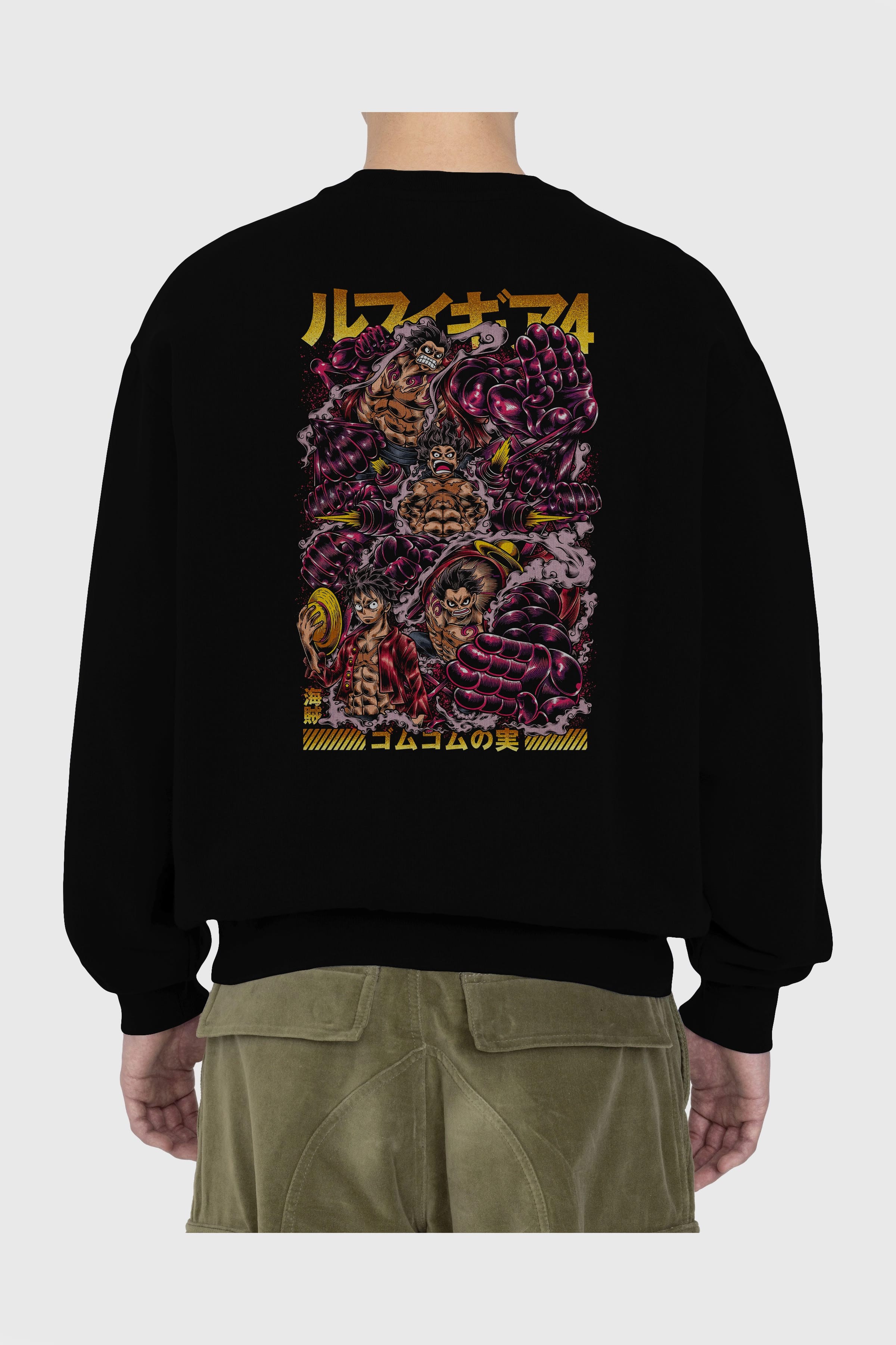 MONKEY D. LUFFY (2) Anime Arka Baskılı Oversize Sweatshirt Erkek Kadın Unisex