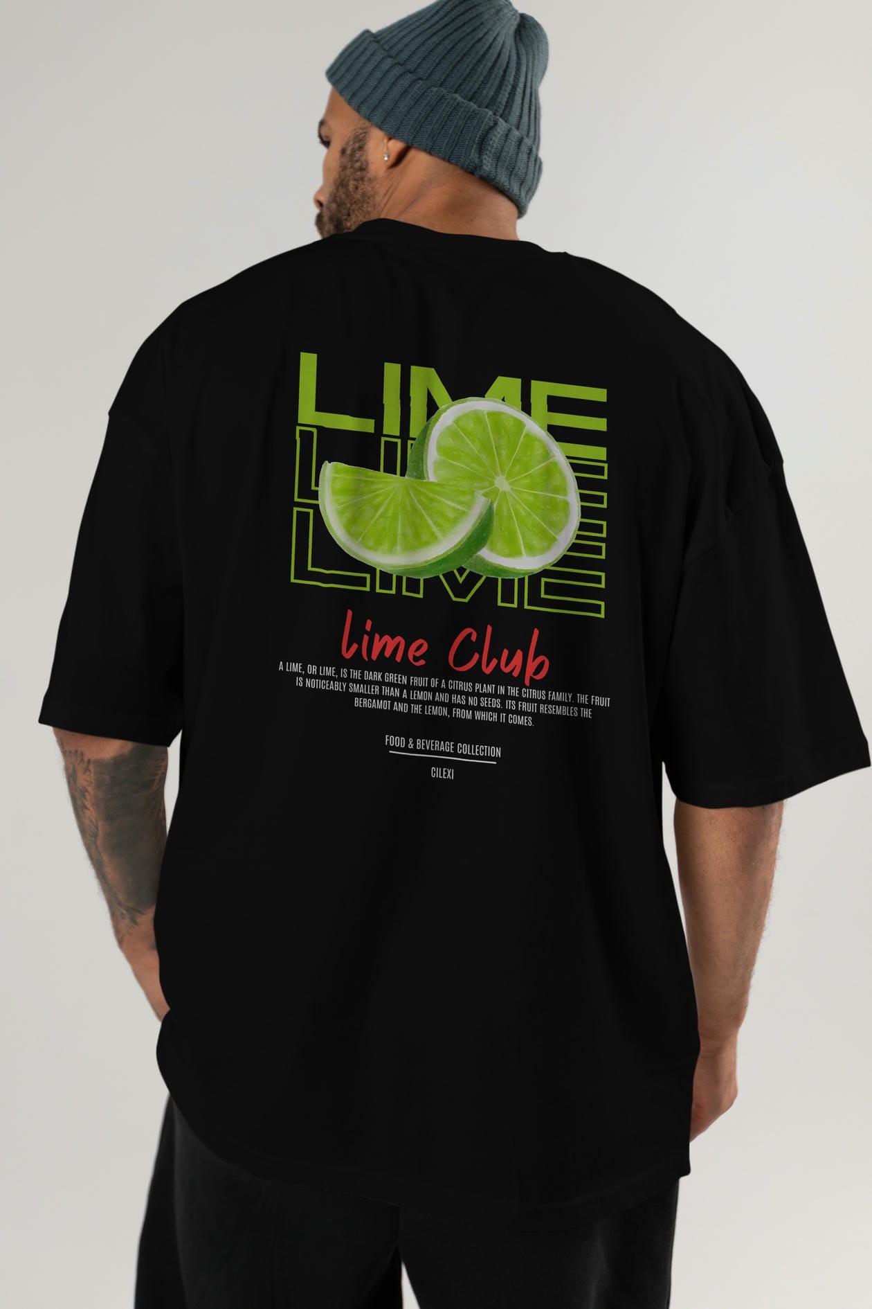 Lime Kokteyl Serisi Baskılı Oversize t-shirt Erkek Kadın Unisex %100 Pamuk Bisiklet Yaka tişort