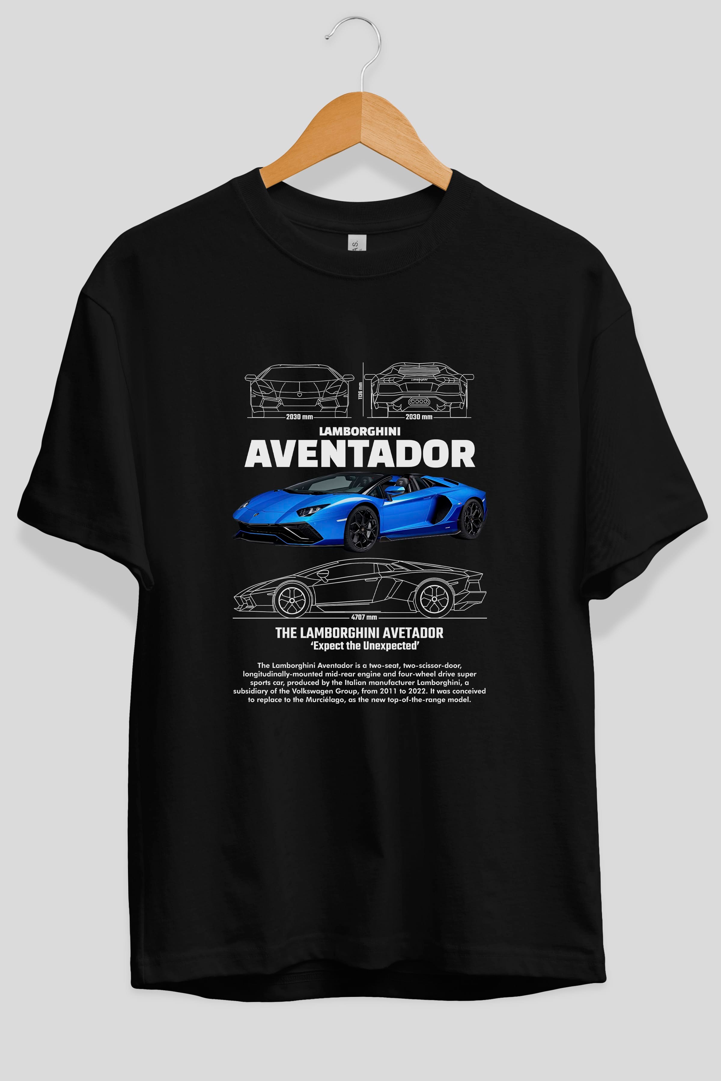 Lamborghini AVENTADOR 1 Ön Baskılı Oversize t-shirt Erkek Kadın Unisex %100 Pamuk Bisiklet Yaka tişort