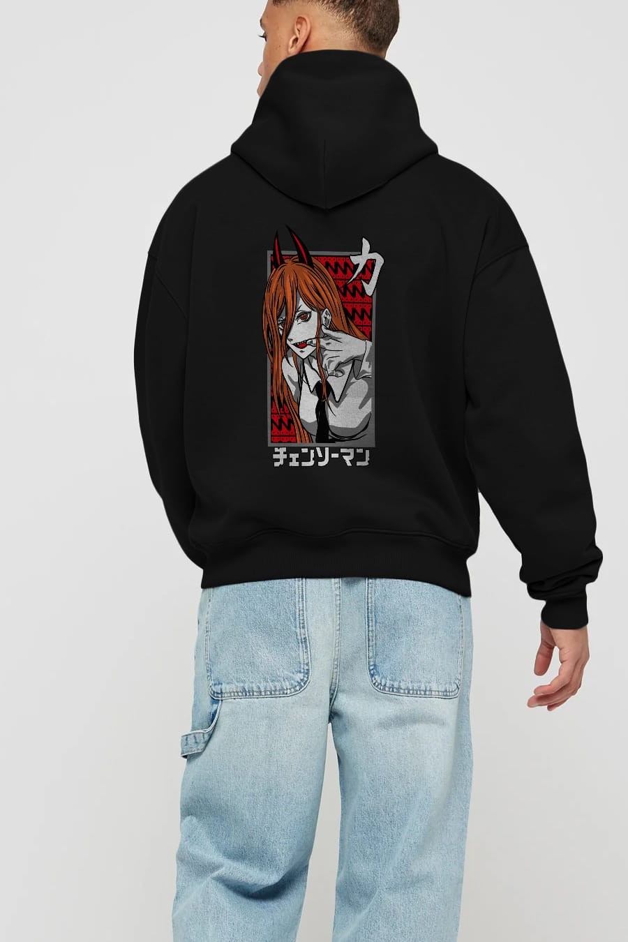 CHAINSAWMAN POWER Anime Arka Baskılı Hoodie Oversize Kapüşonlu Sweatshirt Erkek Kadın Unisex