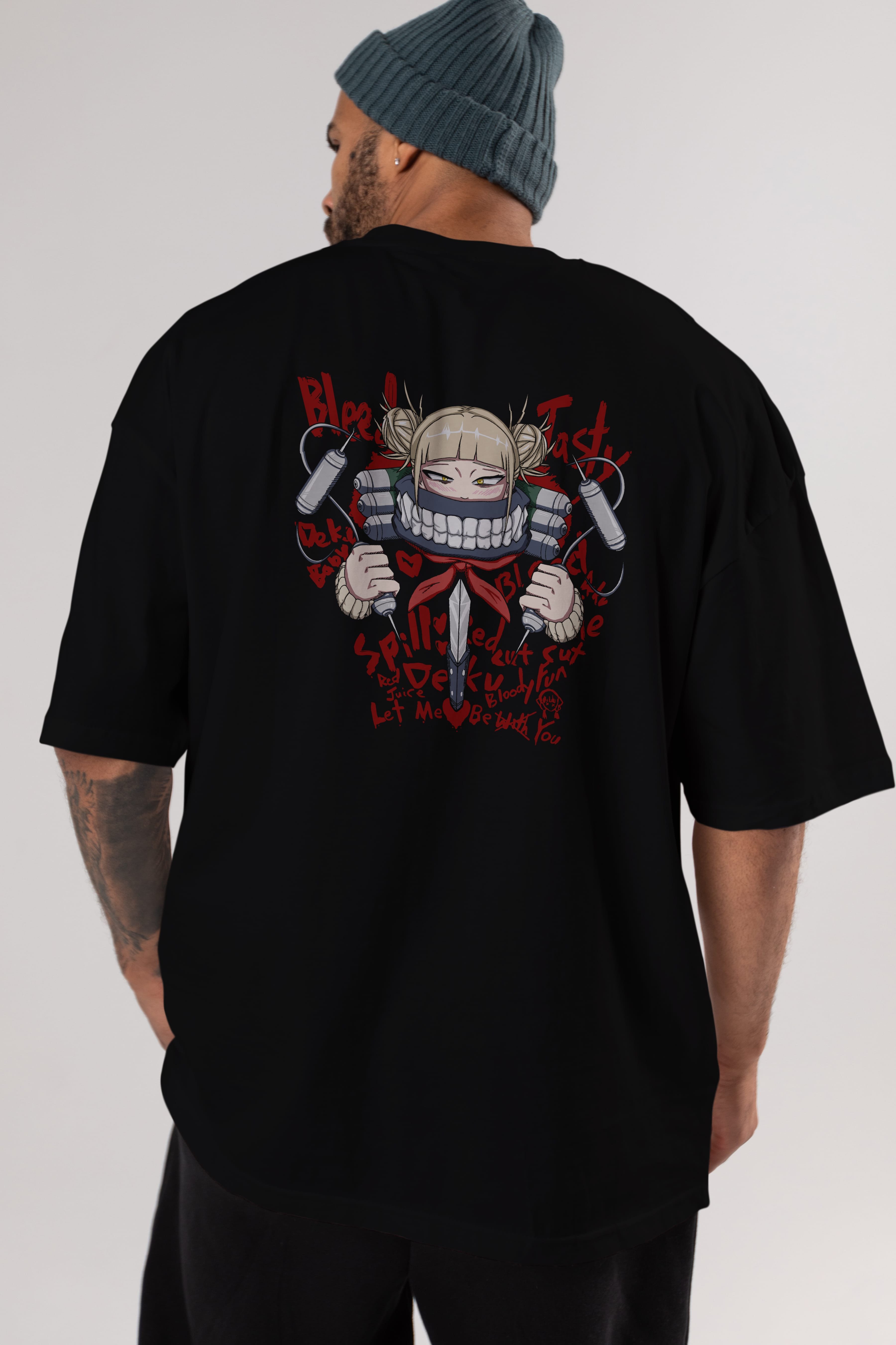 Himiko Toga 1 Anime Arka Baskılı Oversize t-shirt Erkek Kadın Unisex