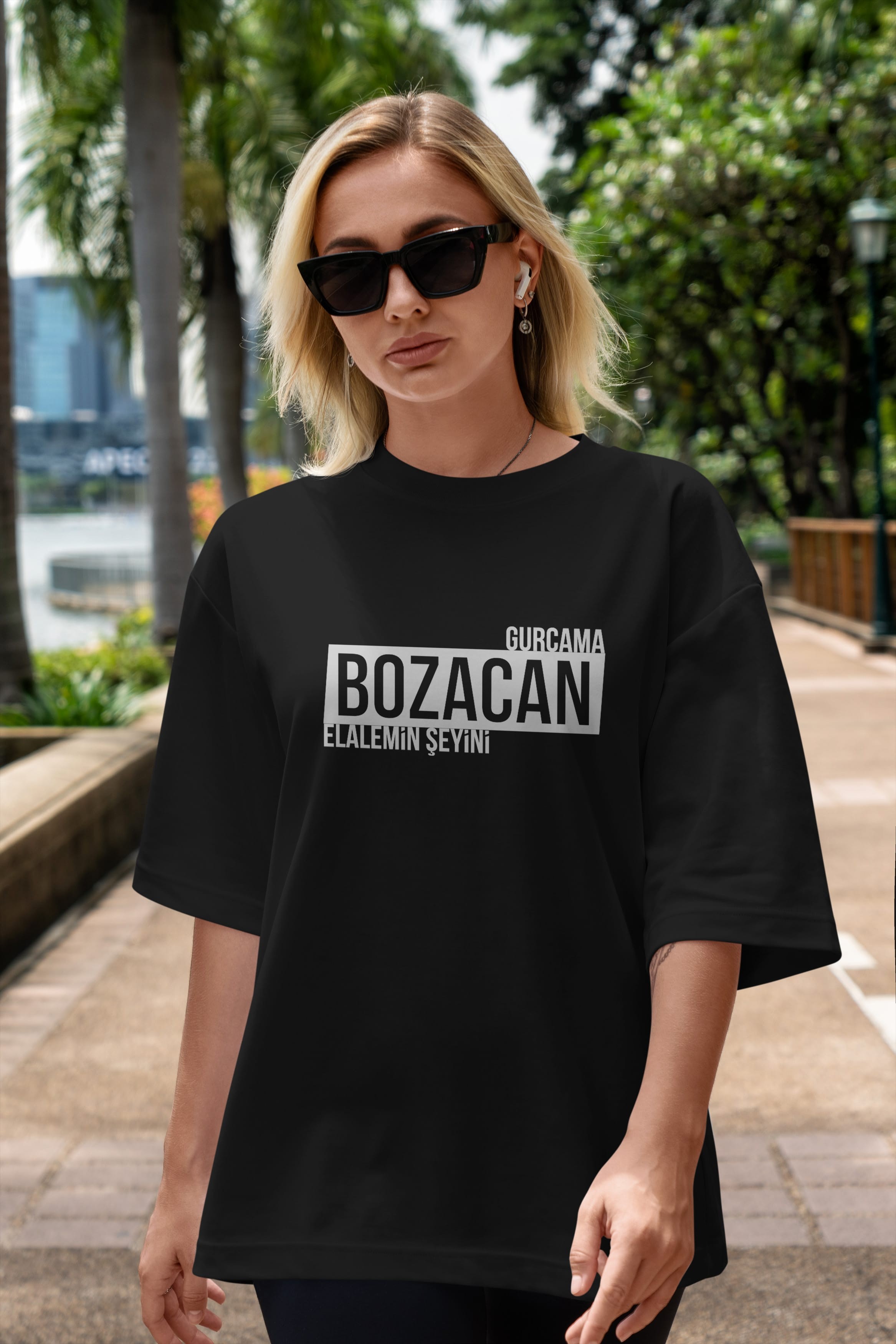 Gurcama Bozacan Elalemin Ön Baskılı Oversize t-shirt %100 pamuk Erkek Kadın Unisex