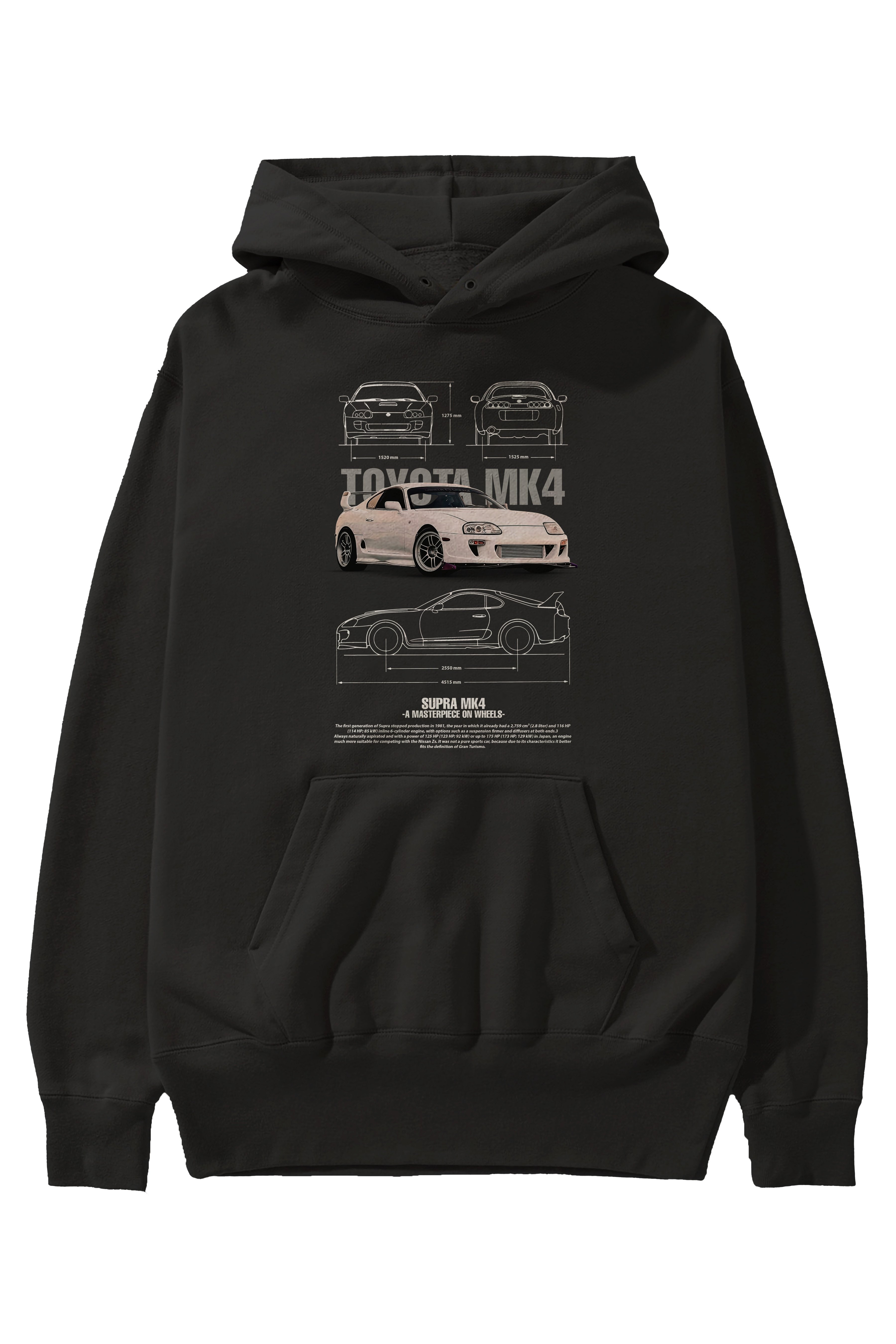 Toyota SUPRA MK4 2 Ön Baskılı Hoodie Oversize Kapüşonlu Sweatshirt Erkek Kadın Unisex