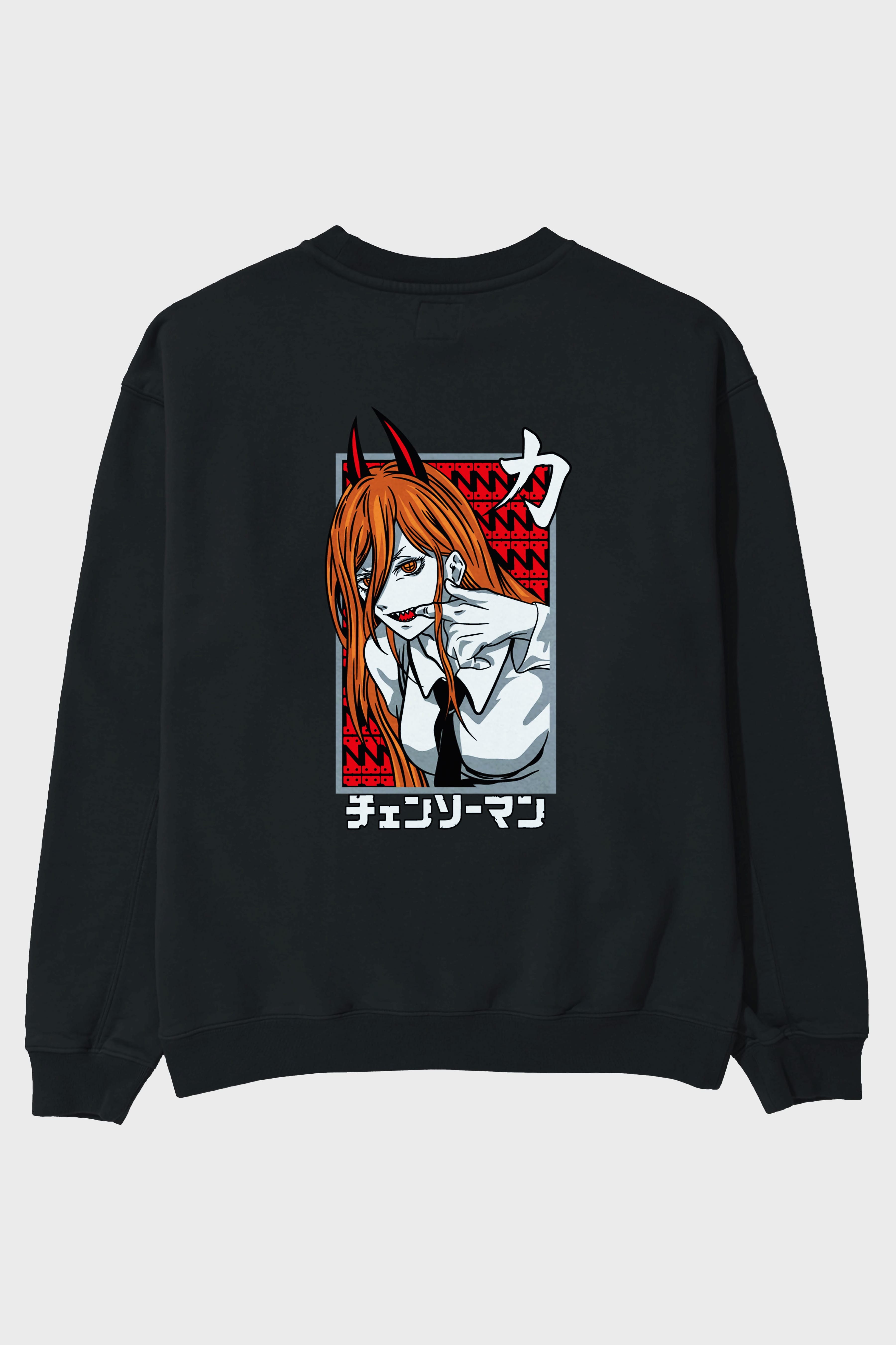 CHAINSAWMAN POWER Anime Arka Baskılı Oversize Sweatshirt Erkek Kadın Unisex
