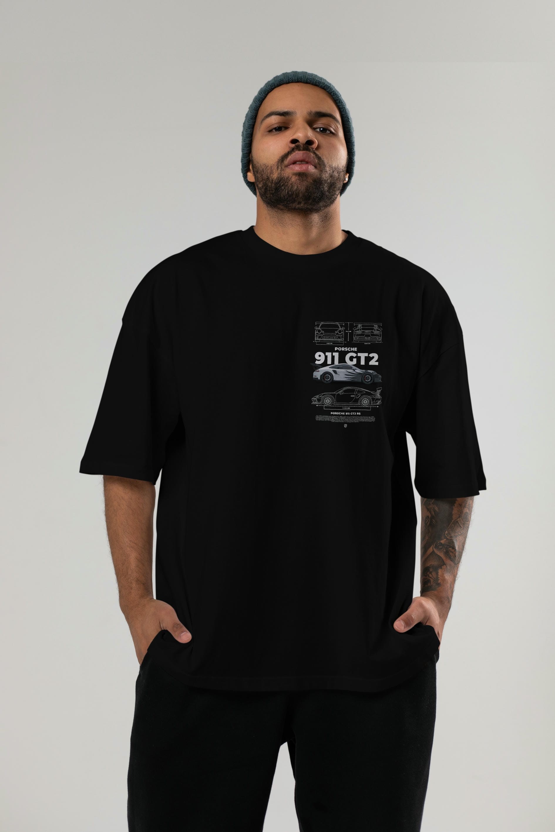 PORSCHE 911 GT2 RS 3 Ön Sol Baskılı Oversize t-shirt Erkek Kadın Unisex %100 Pamuk Bisiklet Yaka tişort