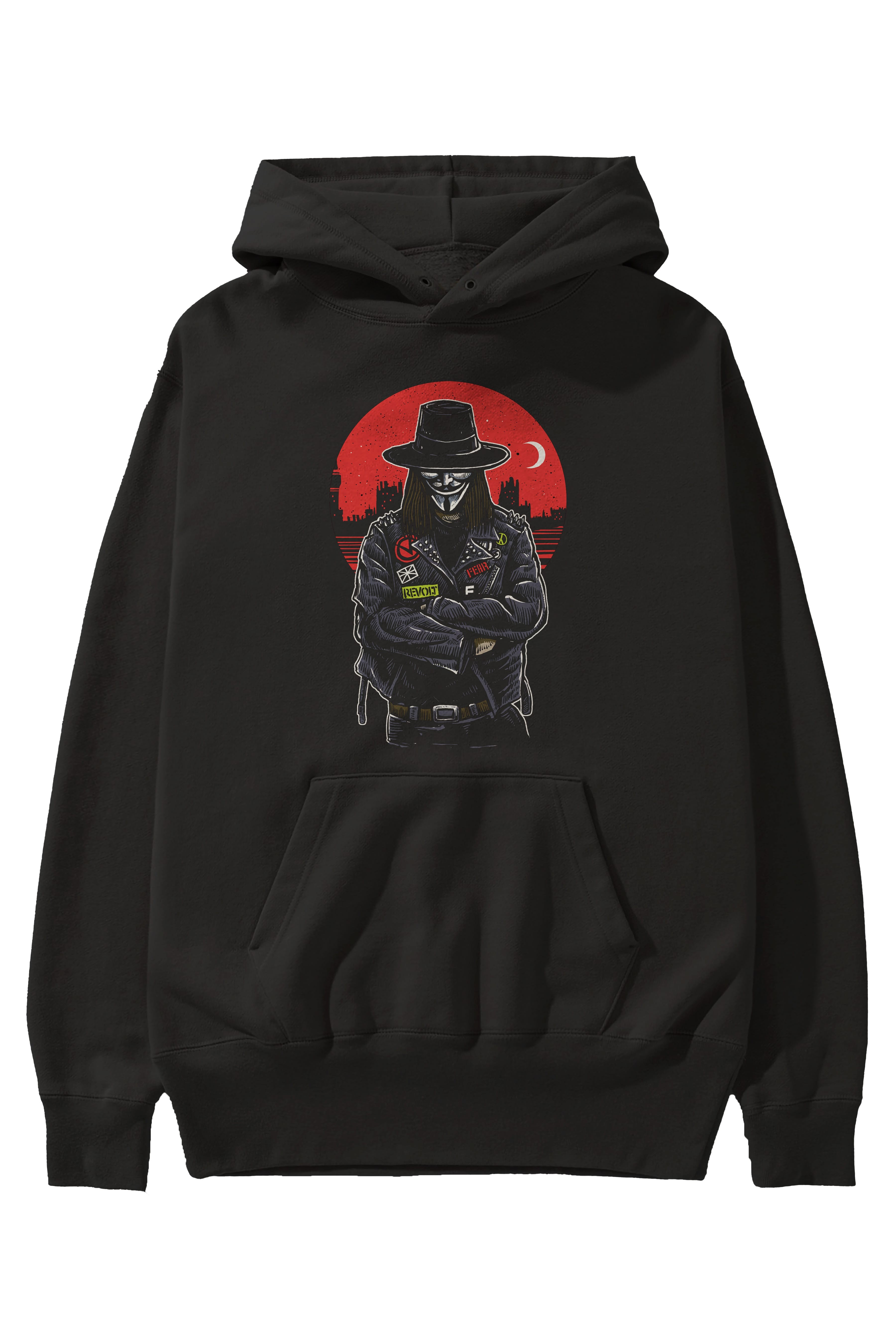 vendetta Ön Baskılı Hoodie Oversize Kapüşonlu Sweatshirt Erkek Kadın Unisex