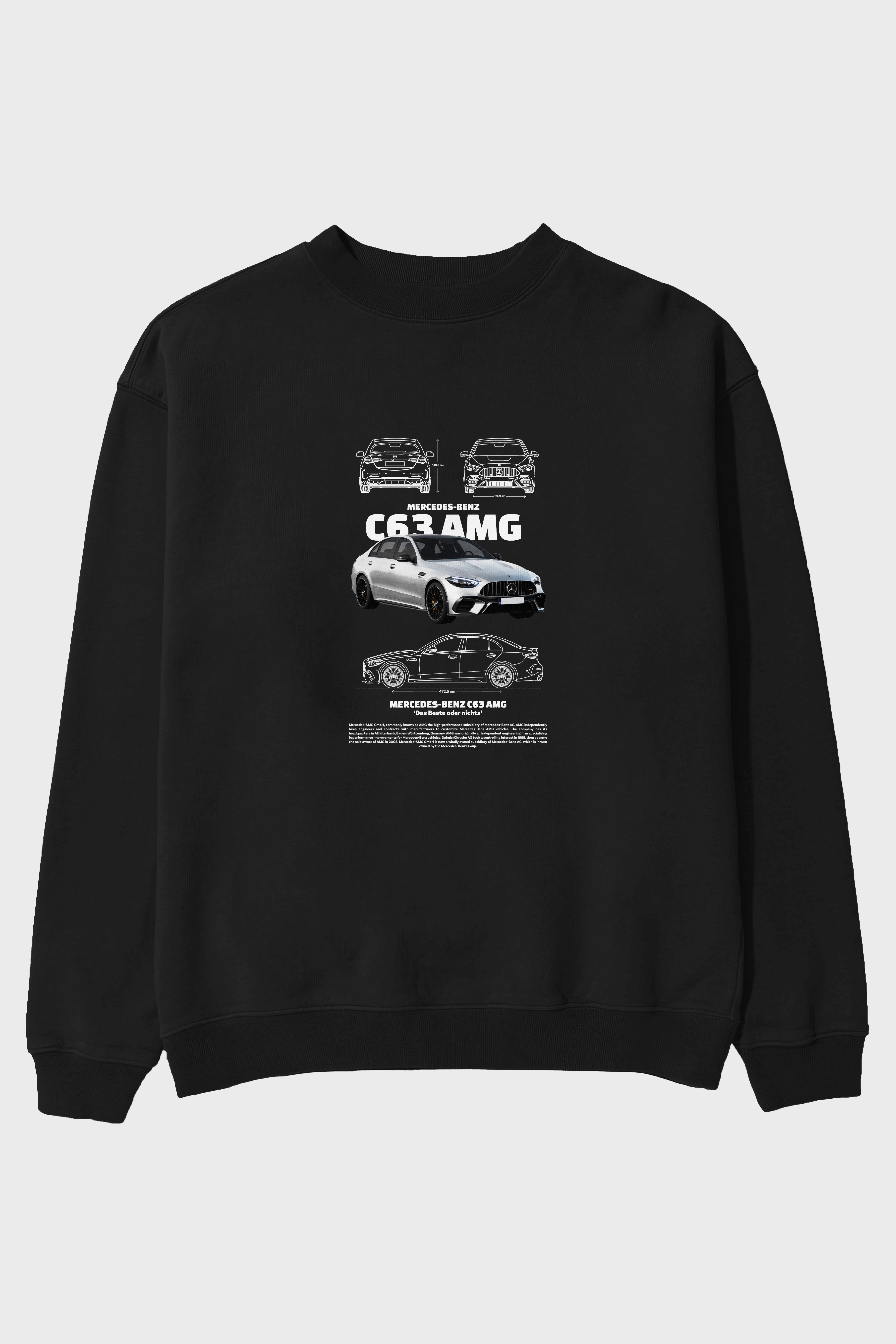 mercedes benz c63 amg Ön Baskılı Anime Oversize Sweatshirt Erkek Kadın Unisex