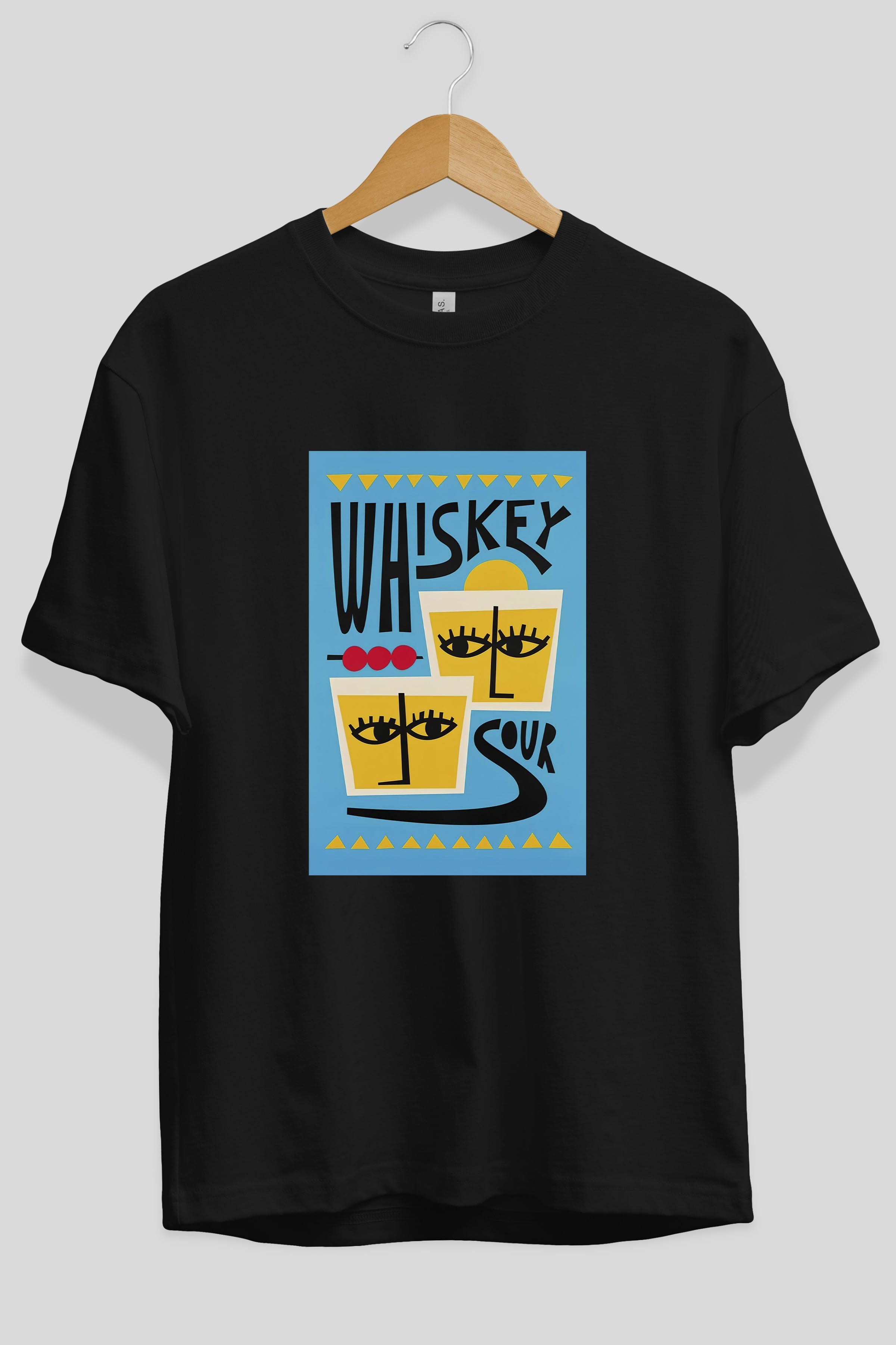 Whiskey Sour 2 Ön Baskılı Oversize t-shirt Erkek Kadın Unisex %100 Pamuk Bisiklet Yaka tişort