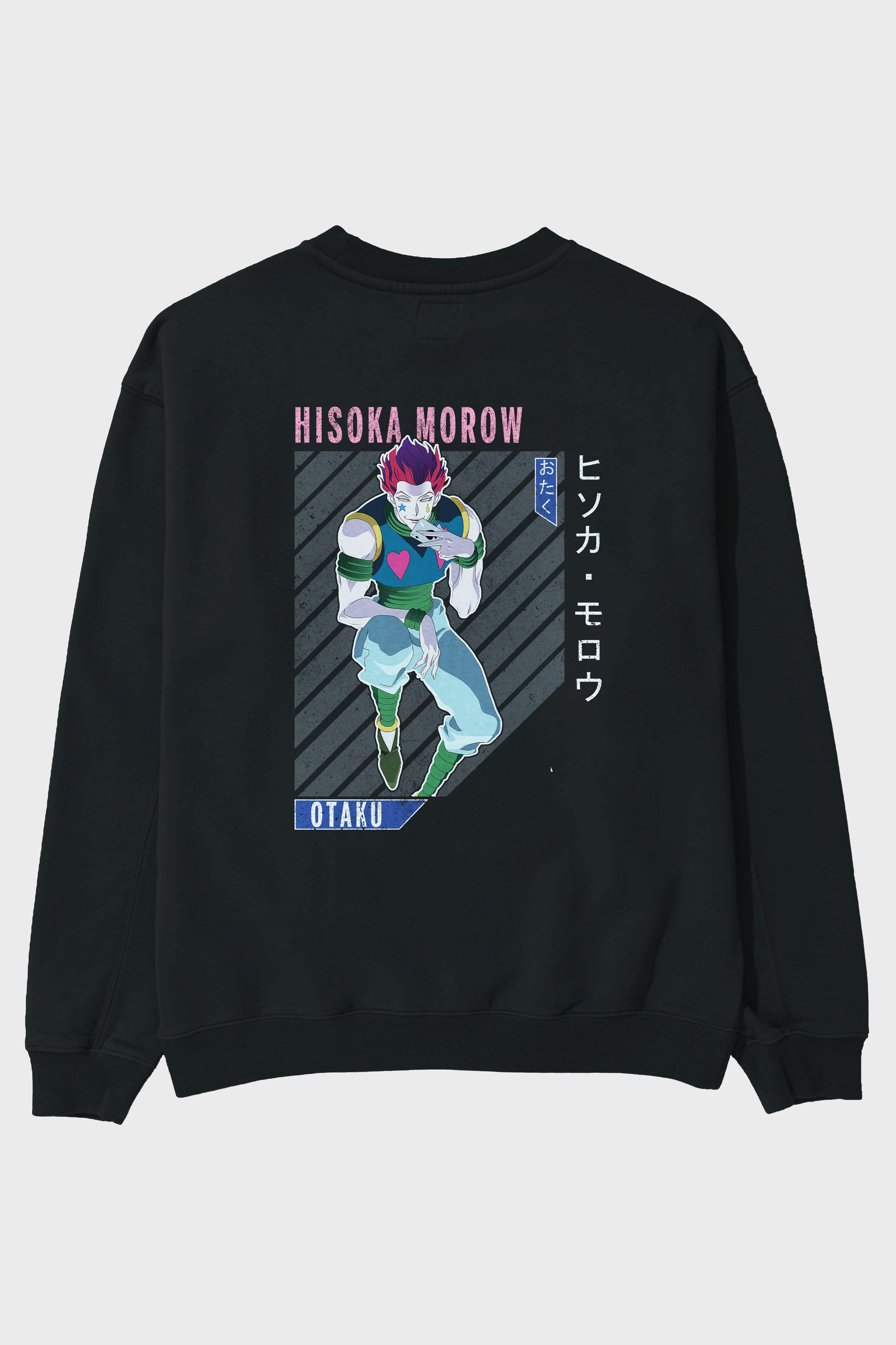 Hisoka Morow 2 2 Anime Arka Baskılı Oversize Sweatshirt Erkek Kadın Unisex