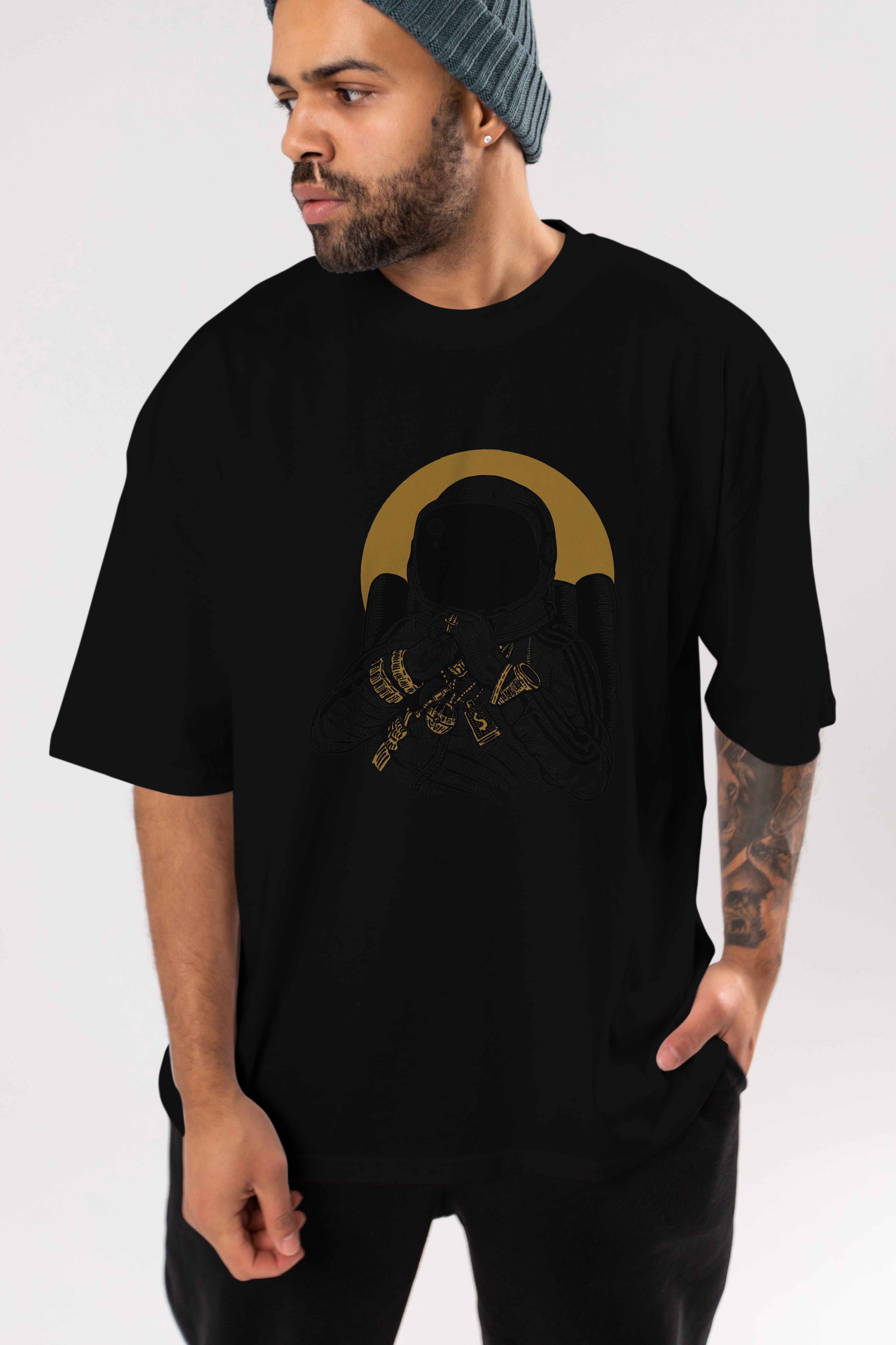 Space Dee Jay Ön Baskılı Oversize t-shirt Erkek Kadın Unisex %100 Pamuk tişort