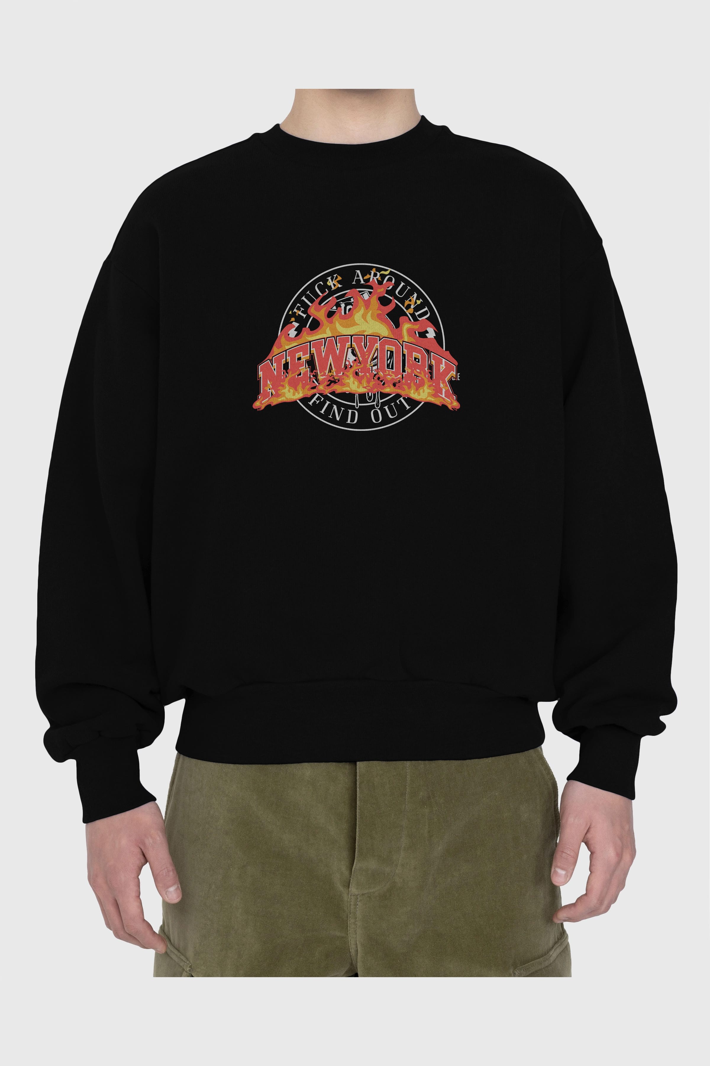 Newyork Style Ön Baskılı Oversize Sweatshirt Erkek Kadın Unisex