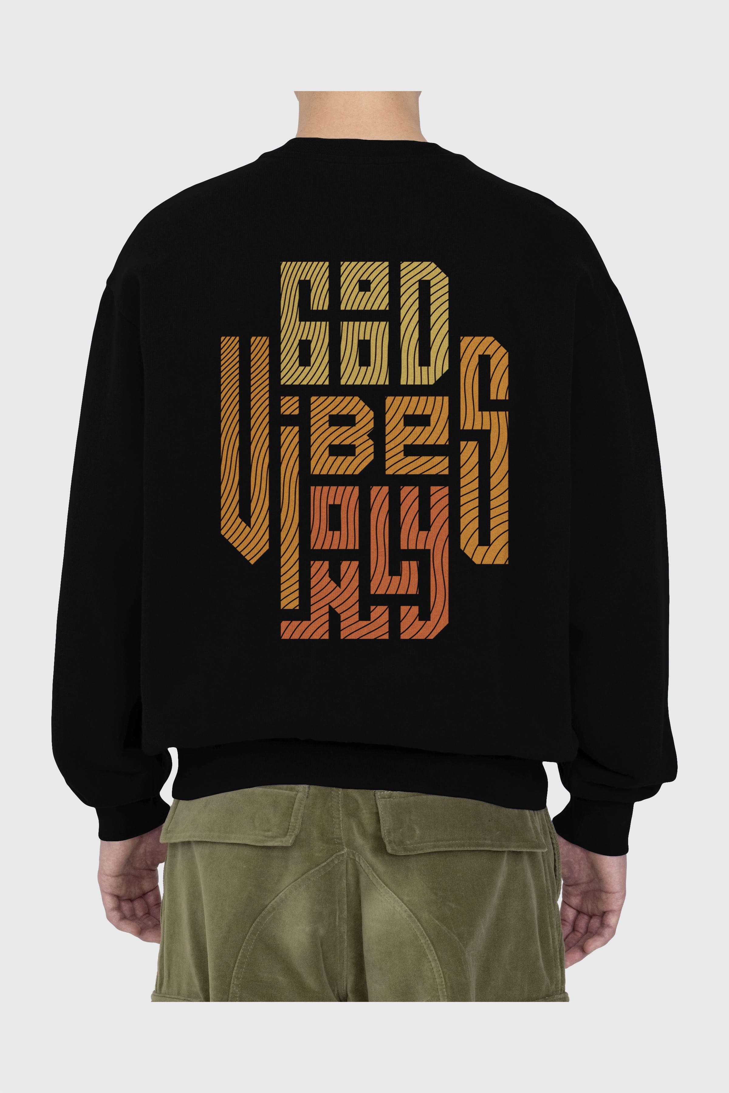 Good Vibes Only 2 Yazılı Arka Baskılı Oversize Sweatshirt Erkek Kadın Unisex