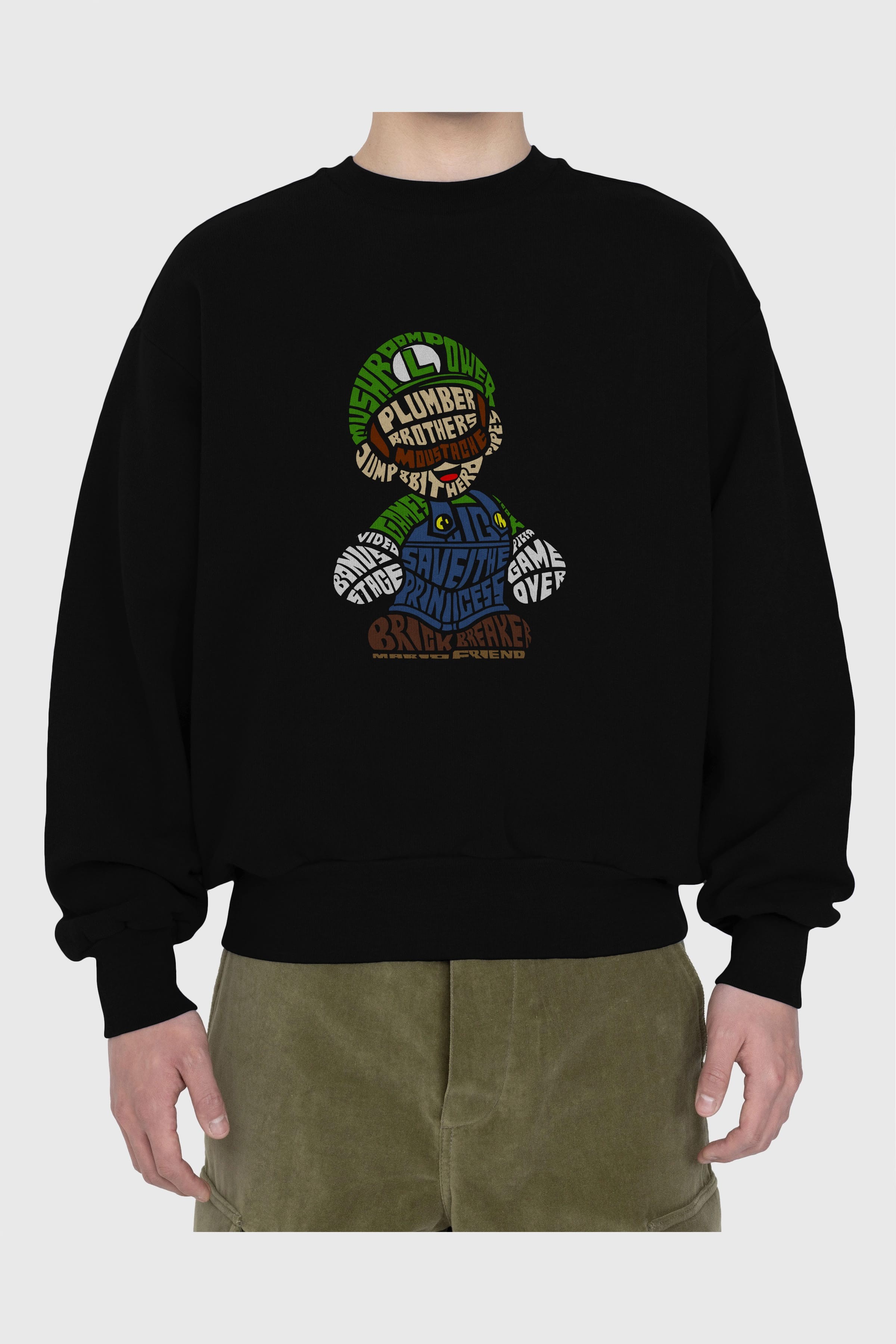 Plumber Brothers Ön Baskılı Oversize Sweatshirt Erkek Kadın Unisex