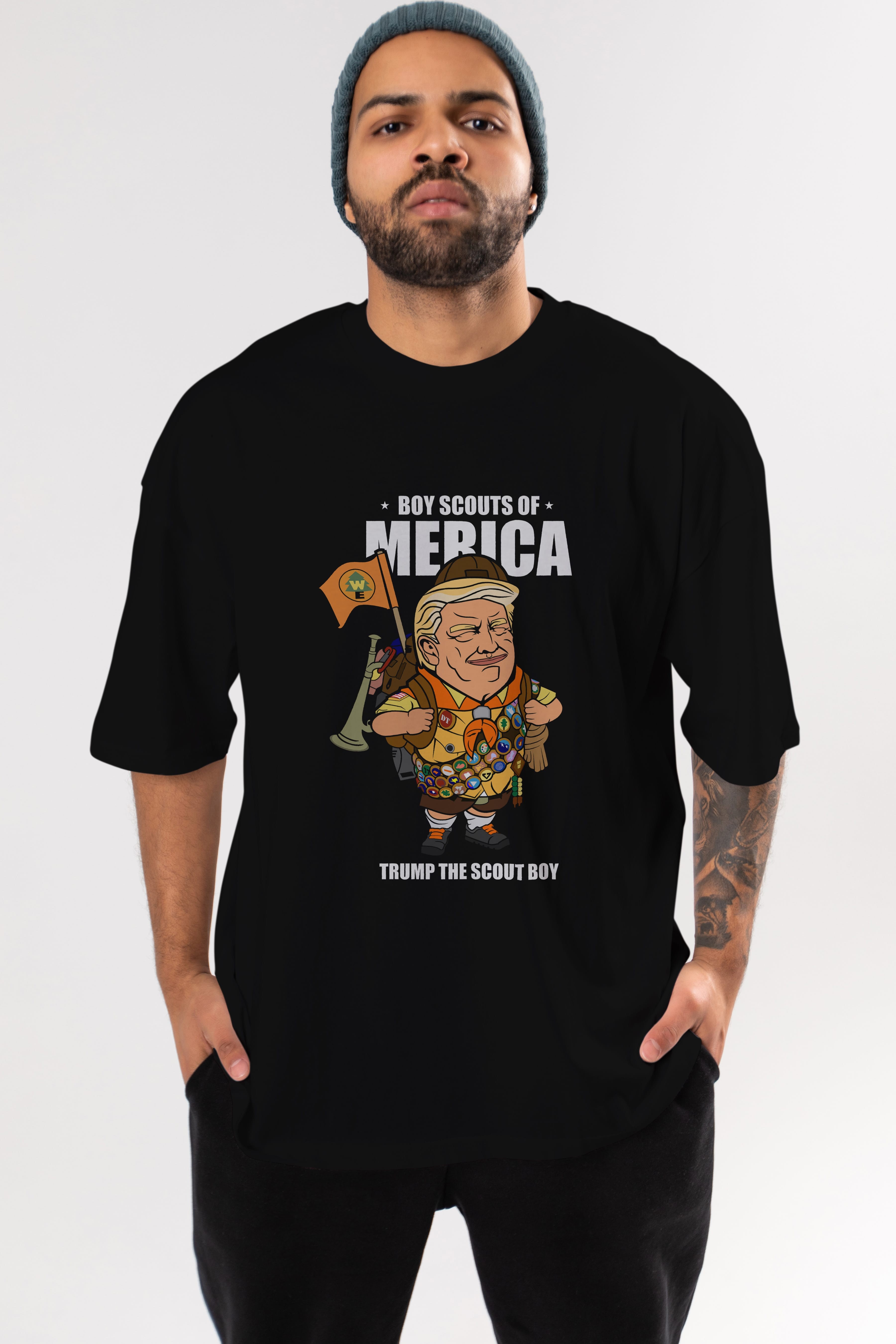Trump Scout Boy Ön Baskılı Oversize t-shirt Erkek Kadın Unisex %100 Pamuk tişort