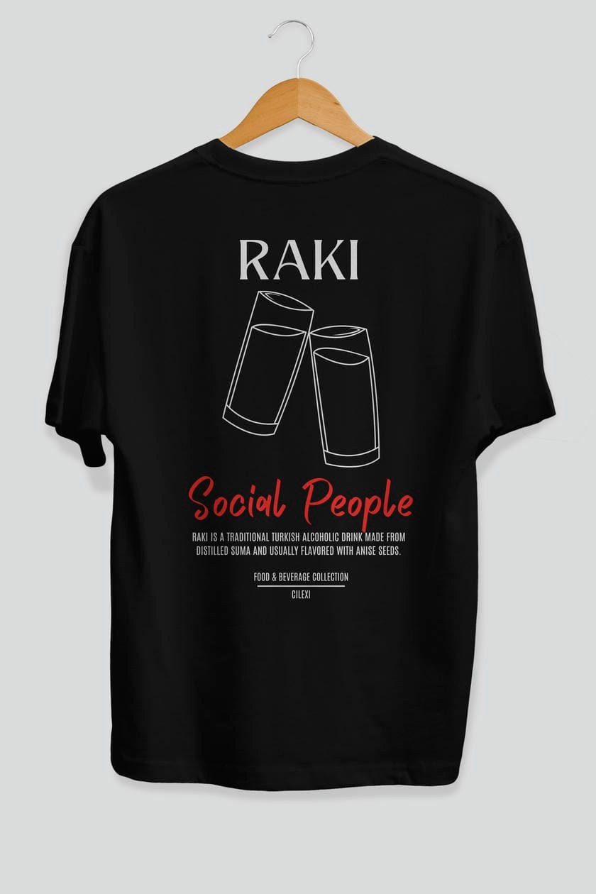 Rakı Kokteyl Serisi Baskılı Oversize t-shirt Erkek Kadın Unisex %100 Pamuk Bisiklet Yaka tişort