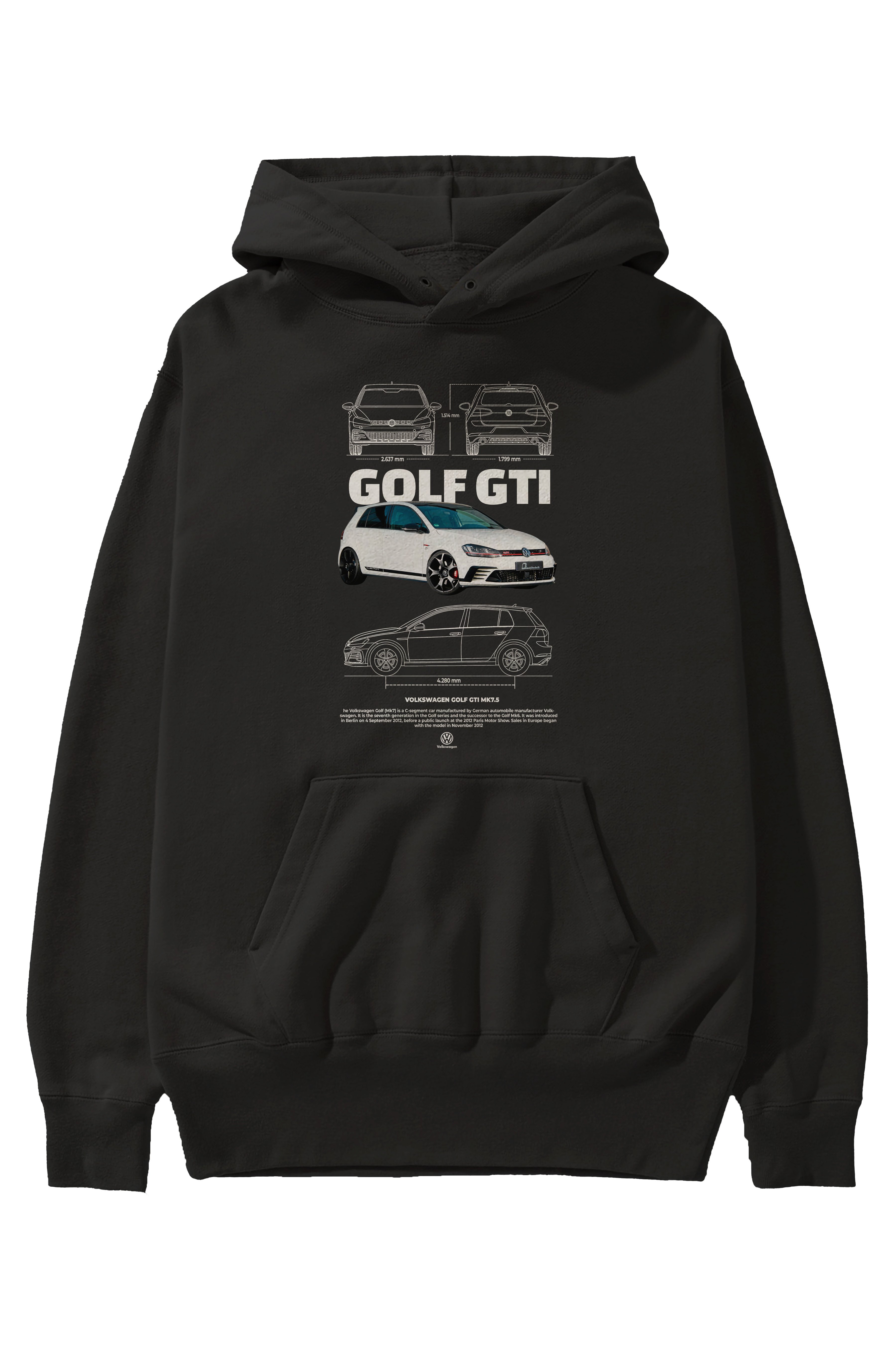 VOLKSWAGEN Golf GTI MK7 Ön Baskılı Hoodie Oversize Kapüşonlu Sweatshirt Erkek Kadın Unisex