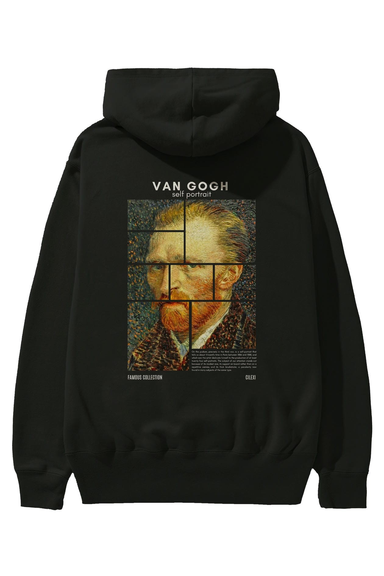 Van Gogh Self Portrait Arka Baskılı Hoodie Oversize Kapüşonlu Sweatshirt Erkek Kadın