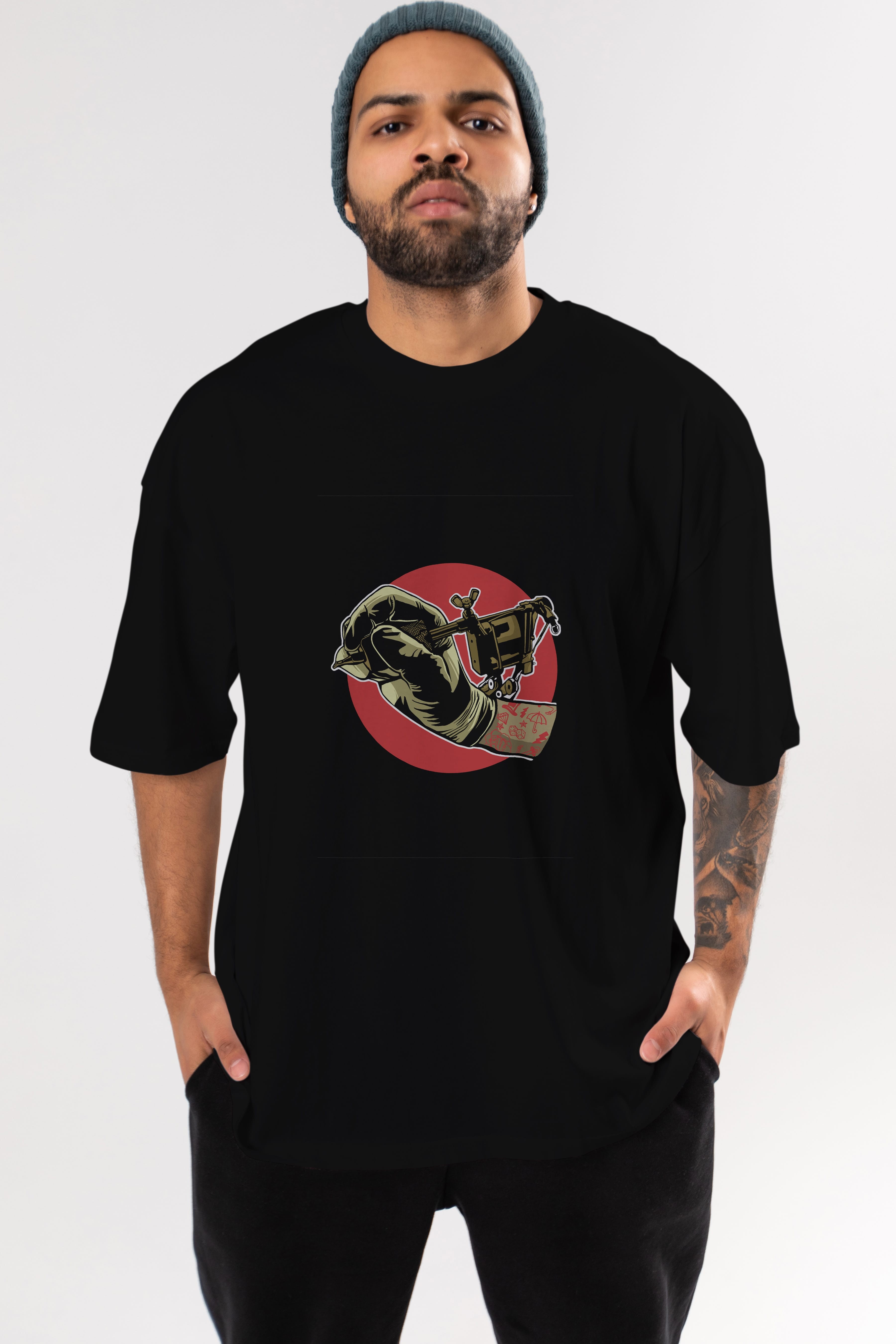 Tattoo Machine ] Ön Baskılı Oversize t-shirt Erkek Kadın Unisex %100 Pamuk tişort