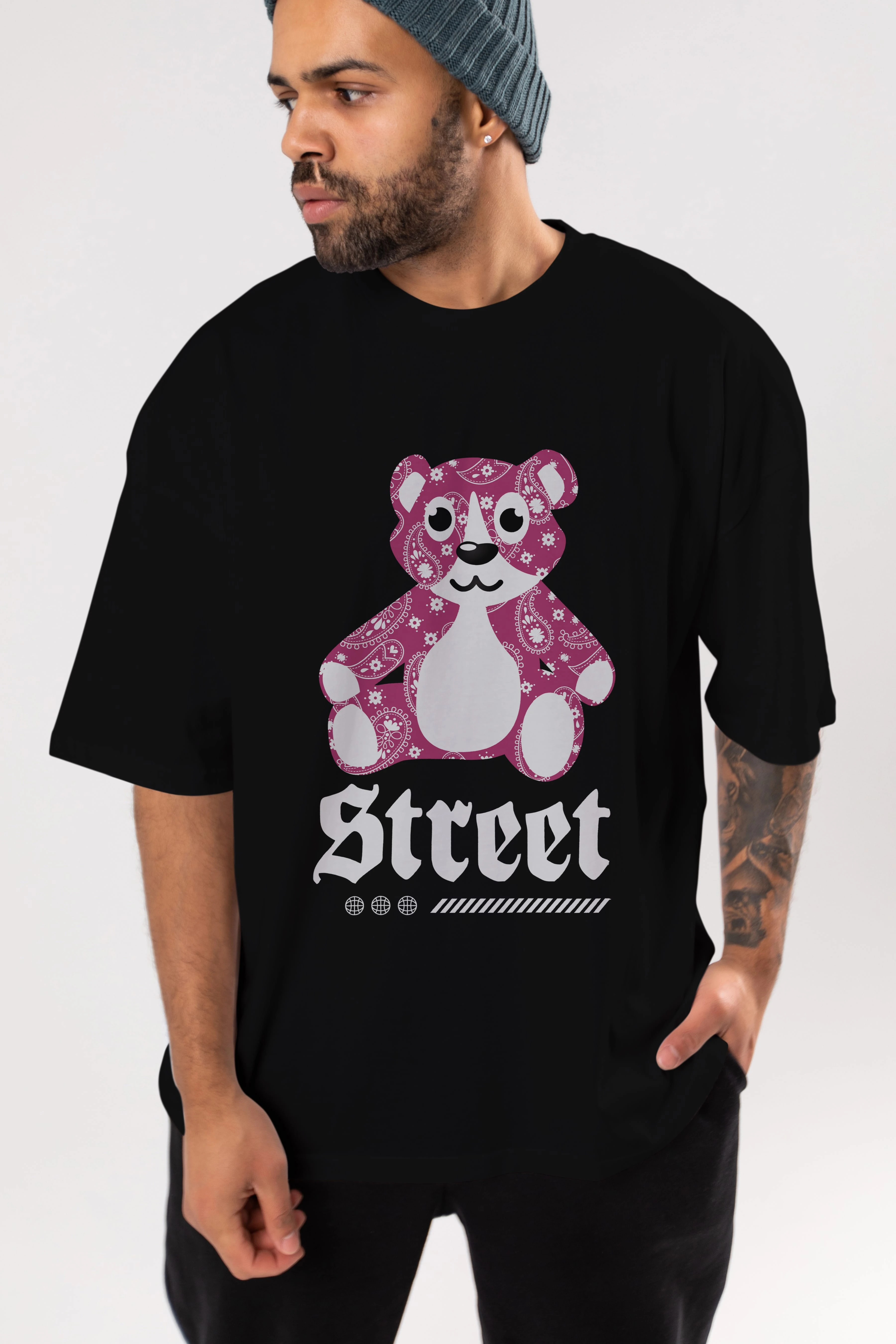 Street Bear Ön Baskılı Oversize t-shirt Erkek Kadın Unisex