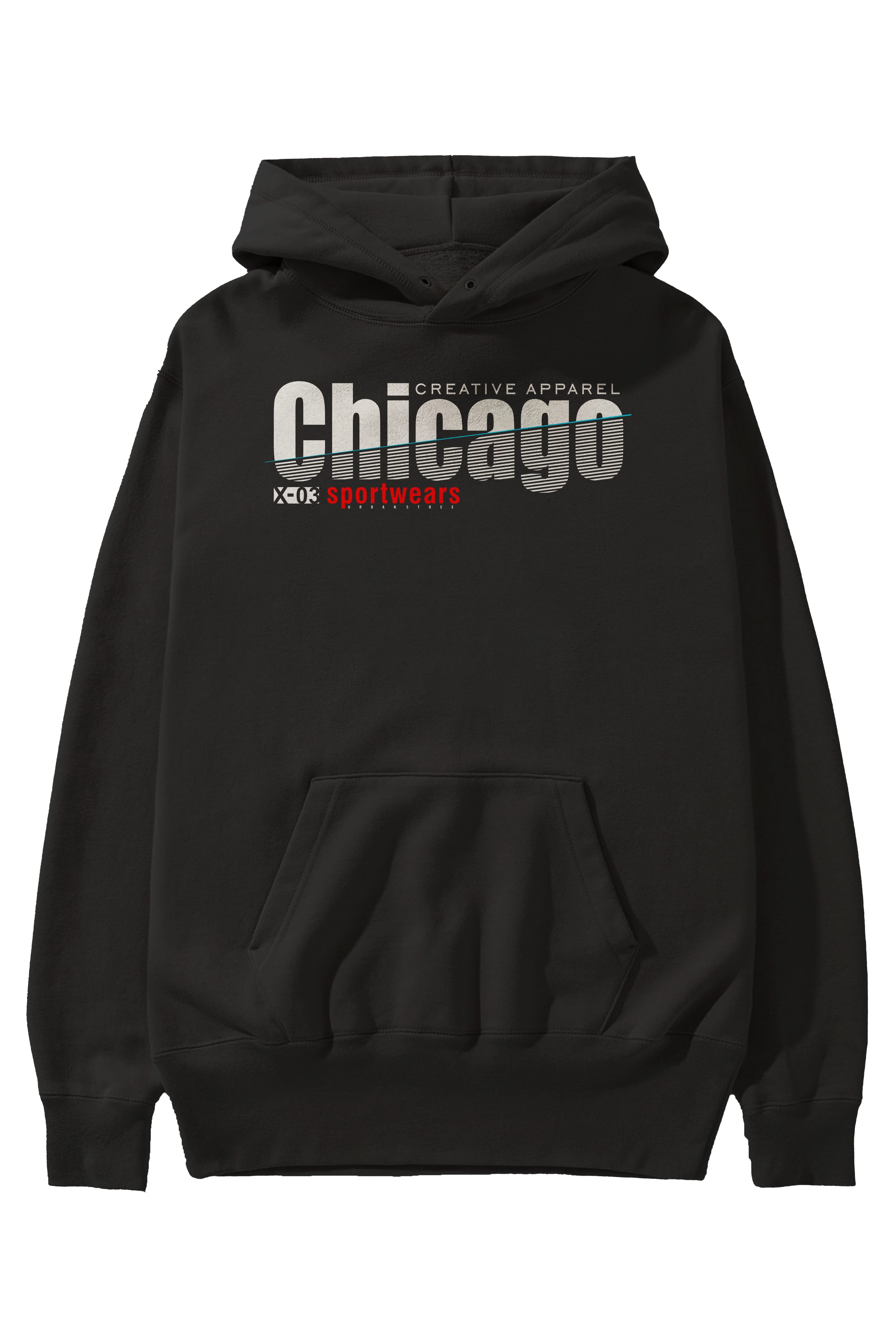 Chicago Sport Ön Baskılı Oversize Hoodie Kapüşonlu Sweatshirt Erkek Kadın Unisex