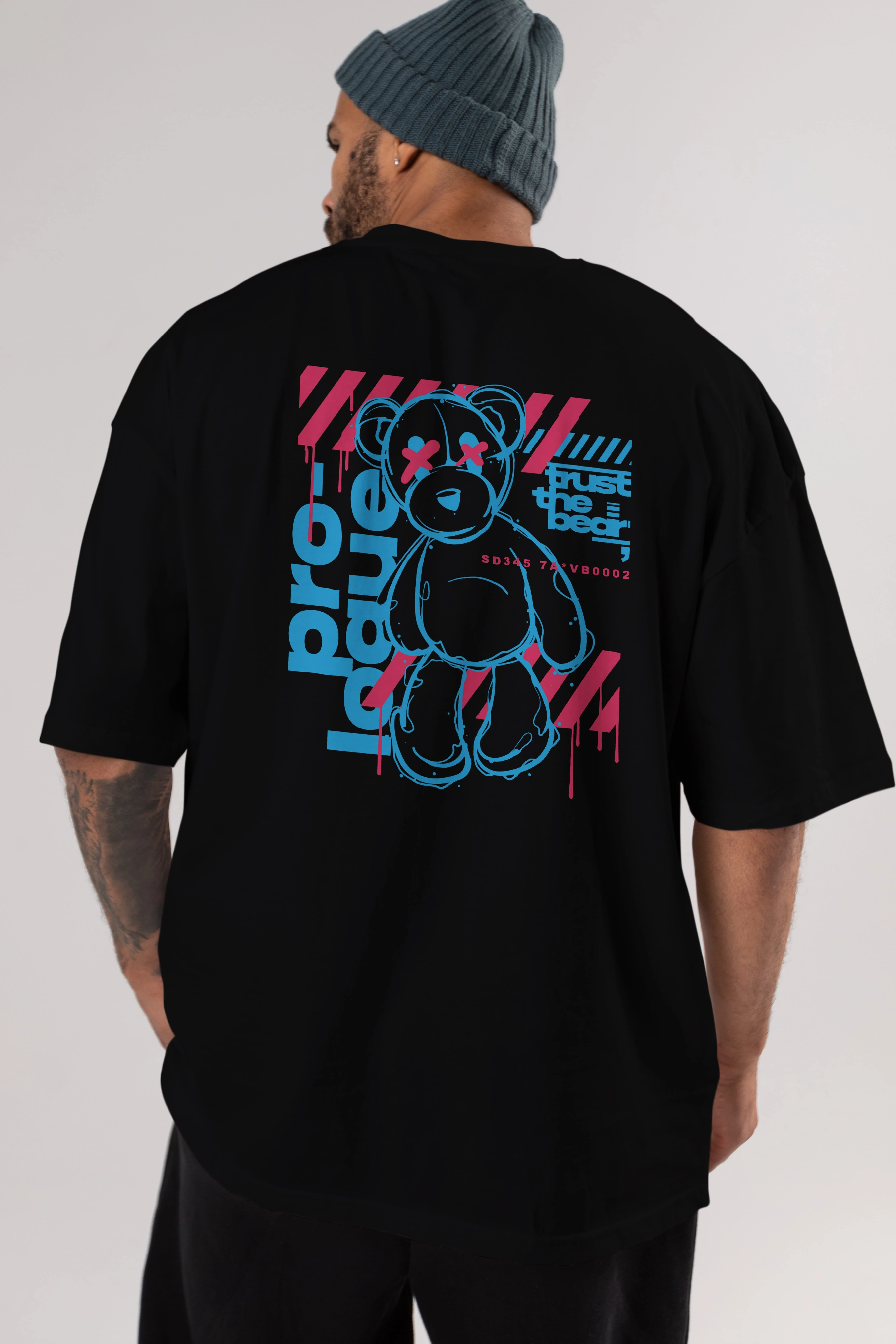 Trust The Bear Arka Baskılı Oversize t-shirt Erkek Kadın Unisex