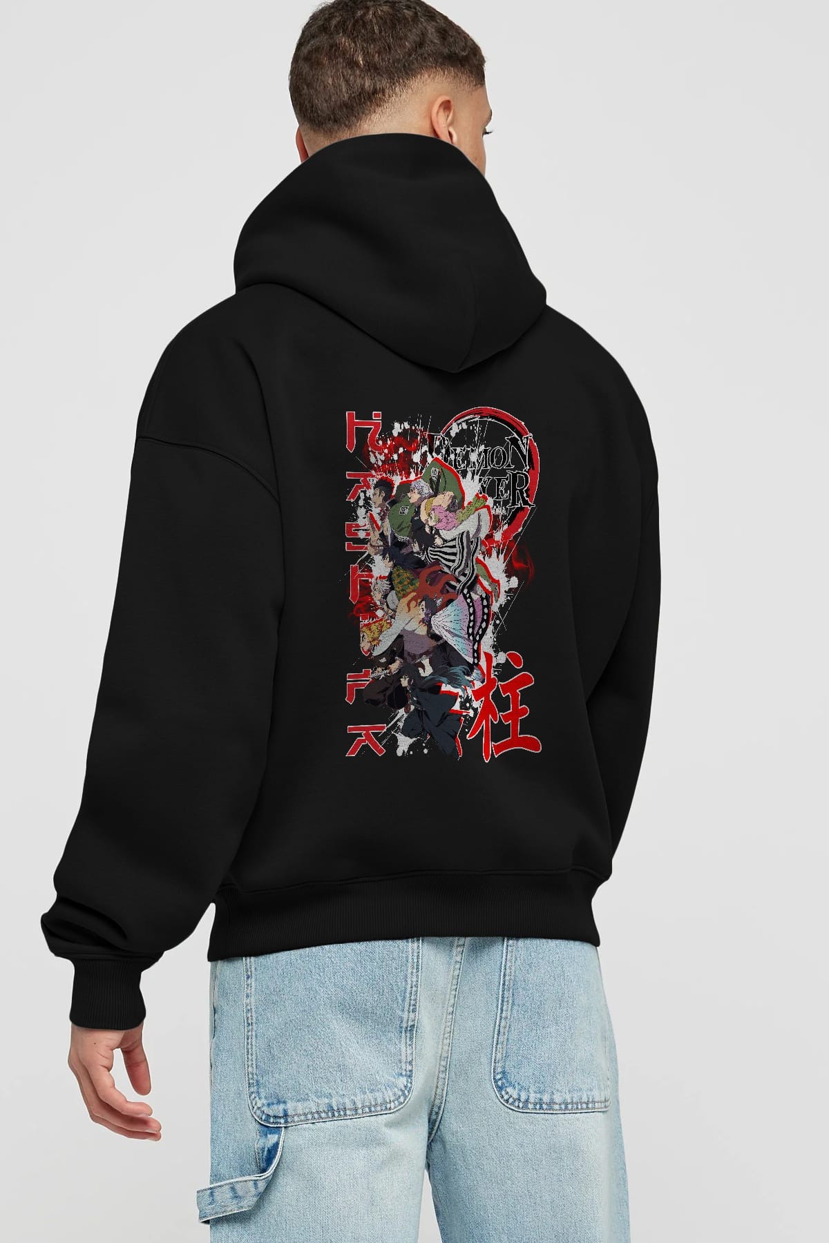 DEMON SLAYER SLAYERS Anime Arka Baskılı Hoodie Oversize Kapüşonlu Sweatshirt Erkek Kadın Unisex