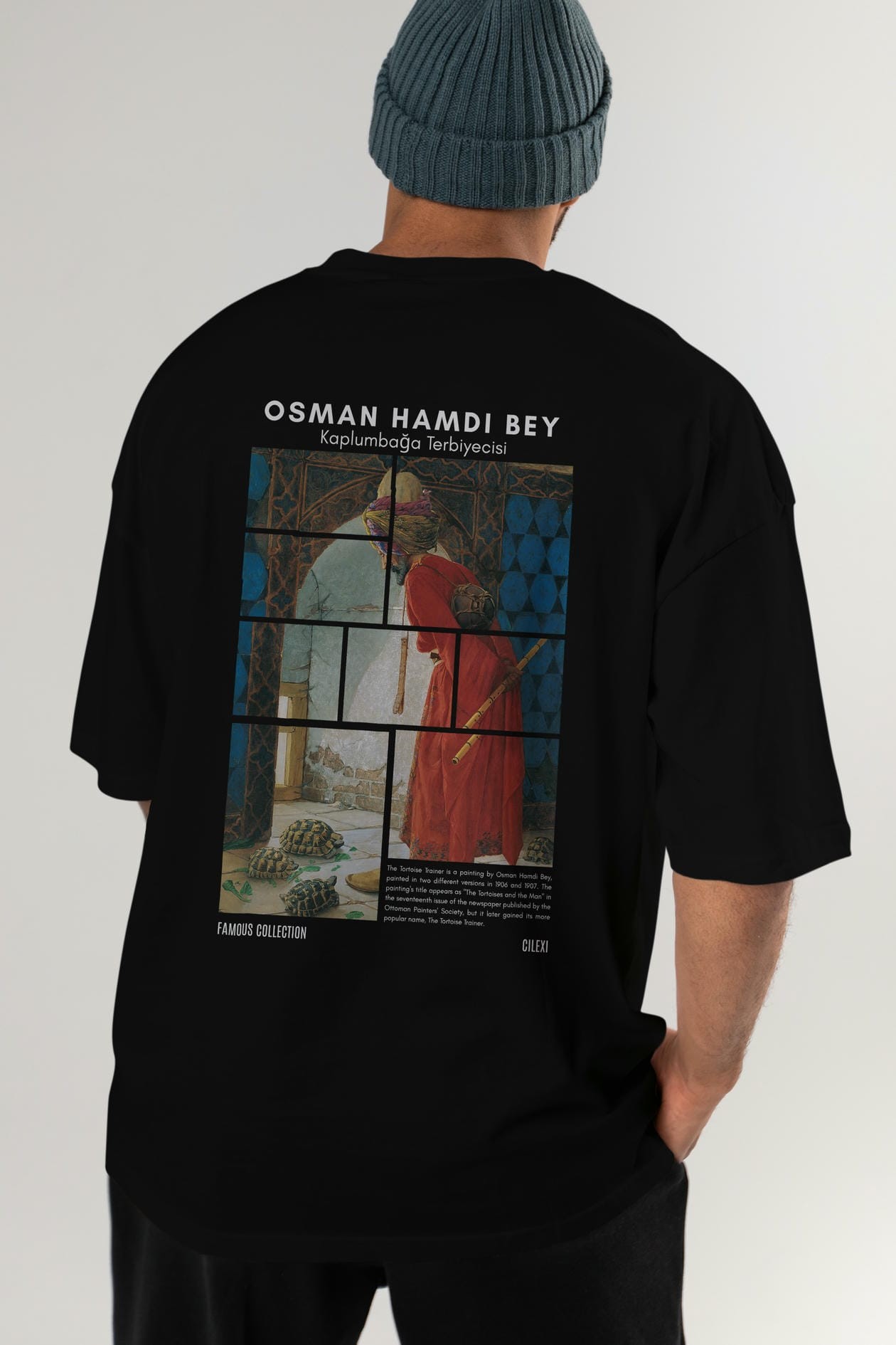Osman Hamdi Bey Arka Baskılı Oversize t-shirt Erkek Kadın Bisiklet Yaka Pamuk tişort