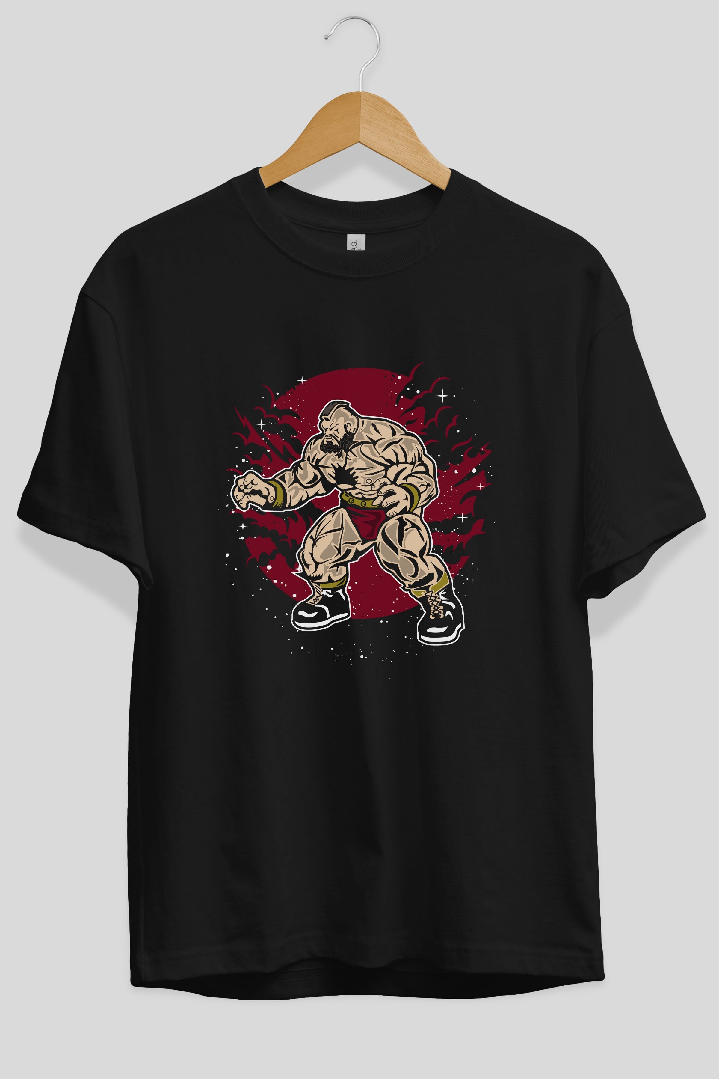 ZANGGIEF Ön Baskılı Oversize t-shirt Erkek Kadın Unisex %100 Pamuk tişort