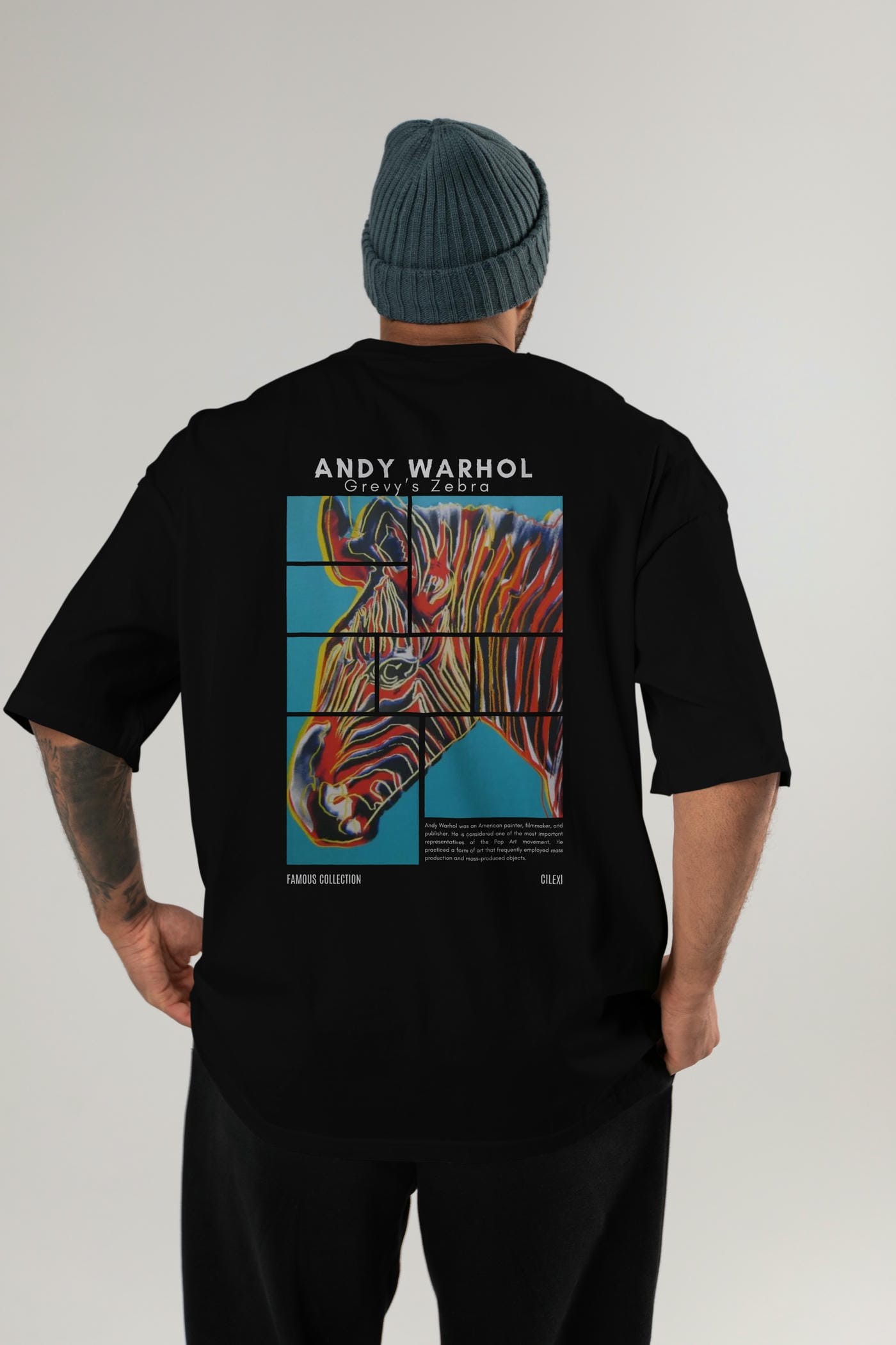 Andy Warhol Arka Baskılı Oversize t-shirt Erkek Kadın Bisiklet Yaka Pamuk tişort