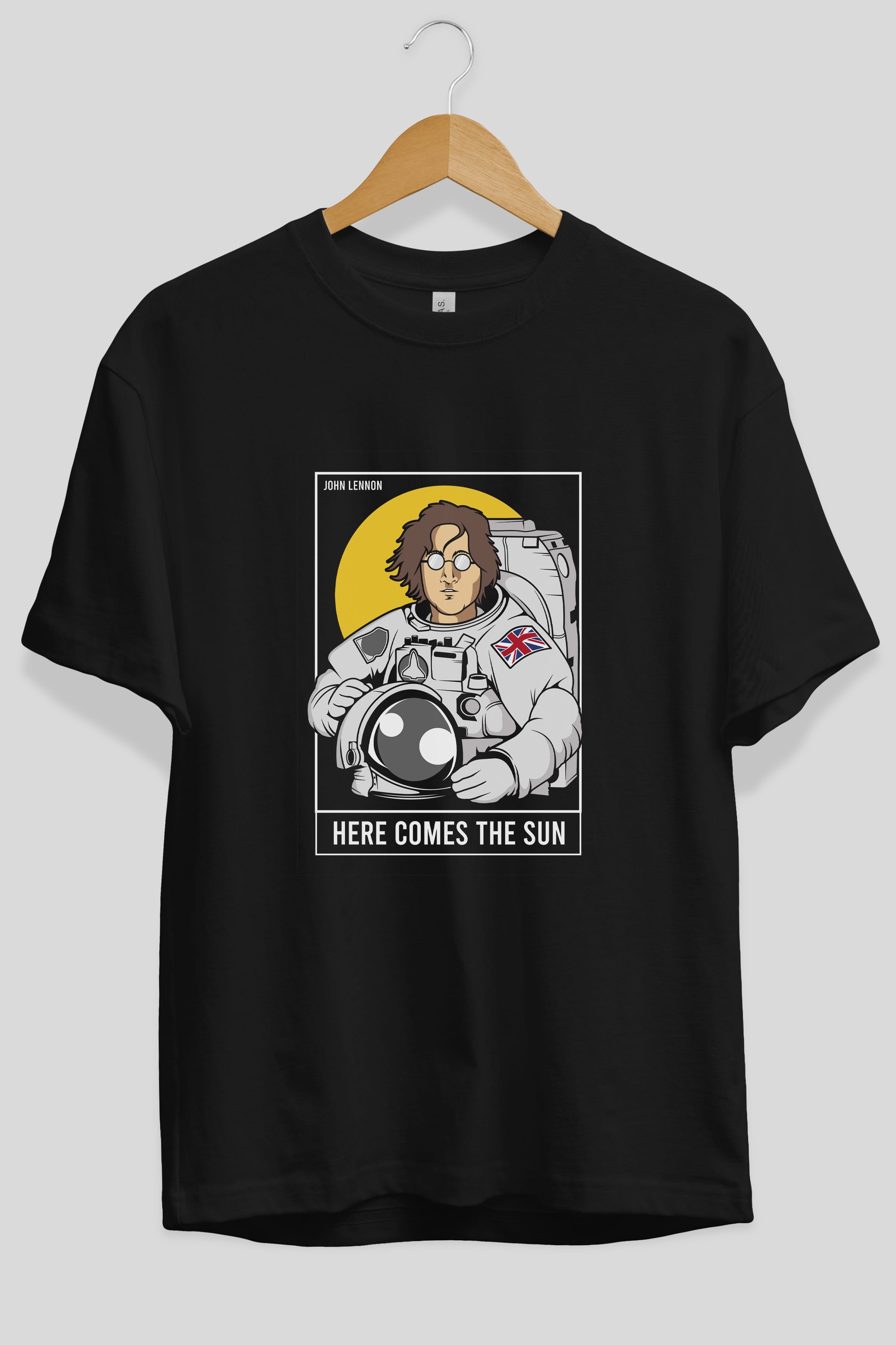 John Lennon Astronot Ön Baskılı Oversize t-shirt Erkek Kadın Unisex %100 Pamuk tişort