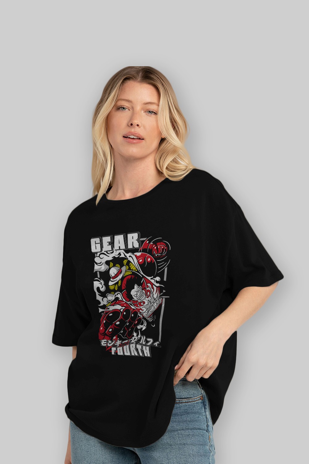 Luffy GEAR 4 Anime Ön Baskılı Oversize t-shirt Erkek Kadın Unisex