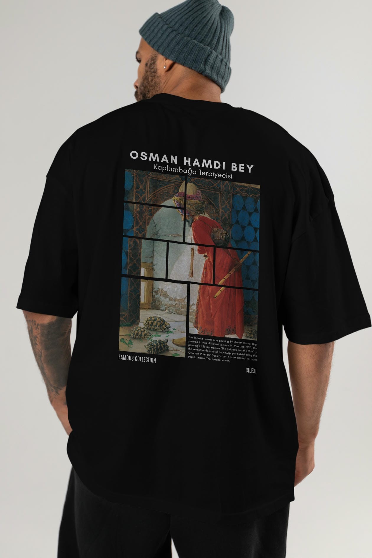 Osman Hamdi Bey Arka Baskılı Oversize t-shirt Erkek Kadın Bisiklet Yaka Pamuk tişort