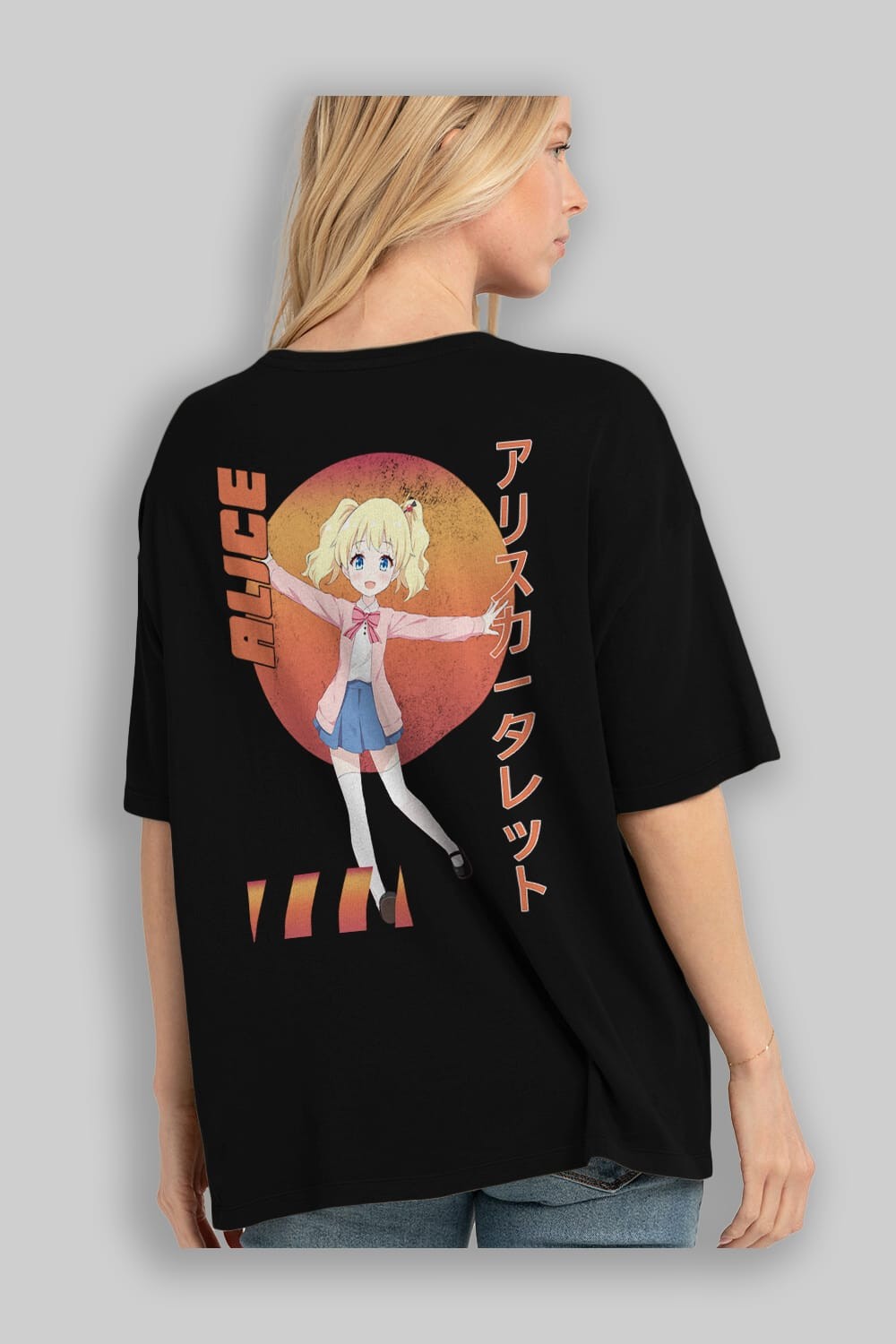 Alice Cartelet 15 Anime Arka Baskılı Oversize t-shirt Erkek Kadın Unisex