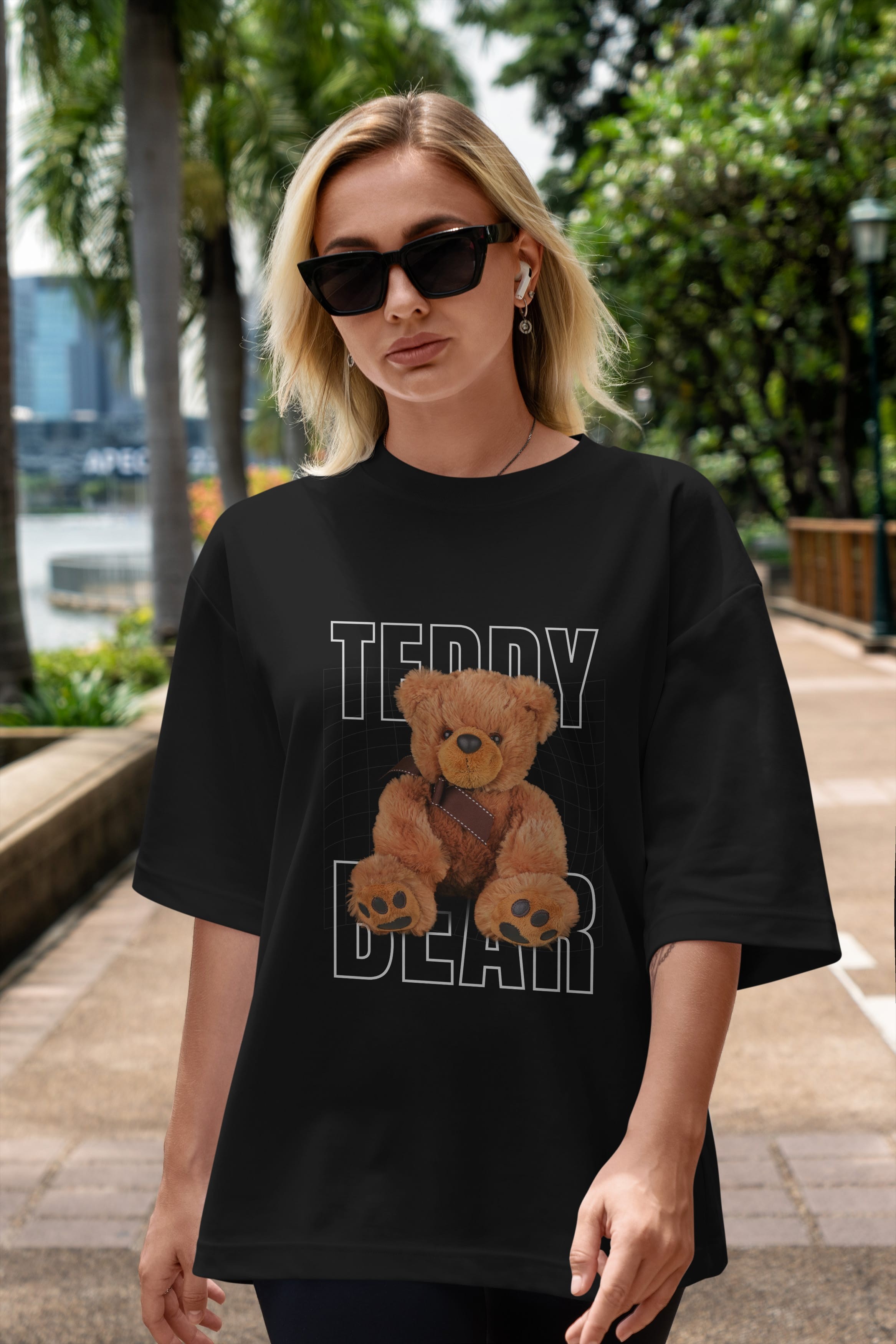 Teddy Bear Yazılı Ön Baskılı Oversize t-shirt Erkek Kadın Unisex %100 Pamuk