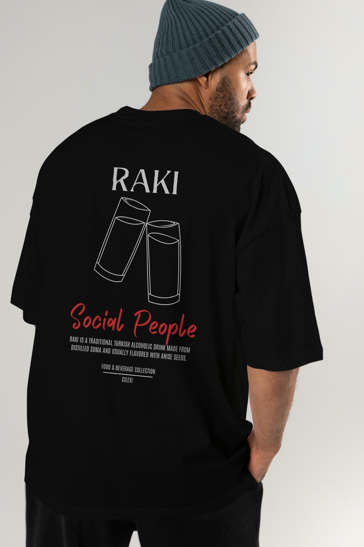 Rakı Kokteyl Serisi Baskılı Oversize t-shirt Erkek Kadın Unisex %100 Pamuk Bisiklet Yaka tişort