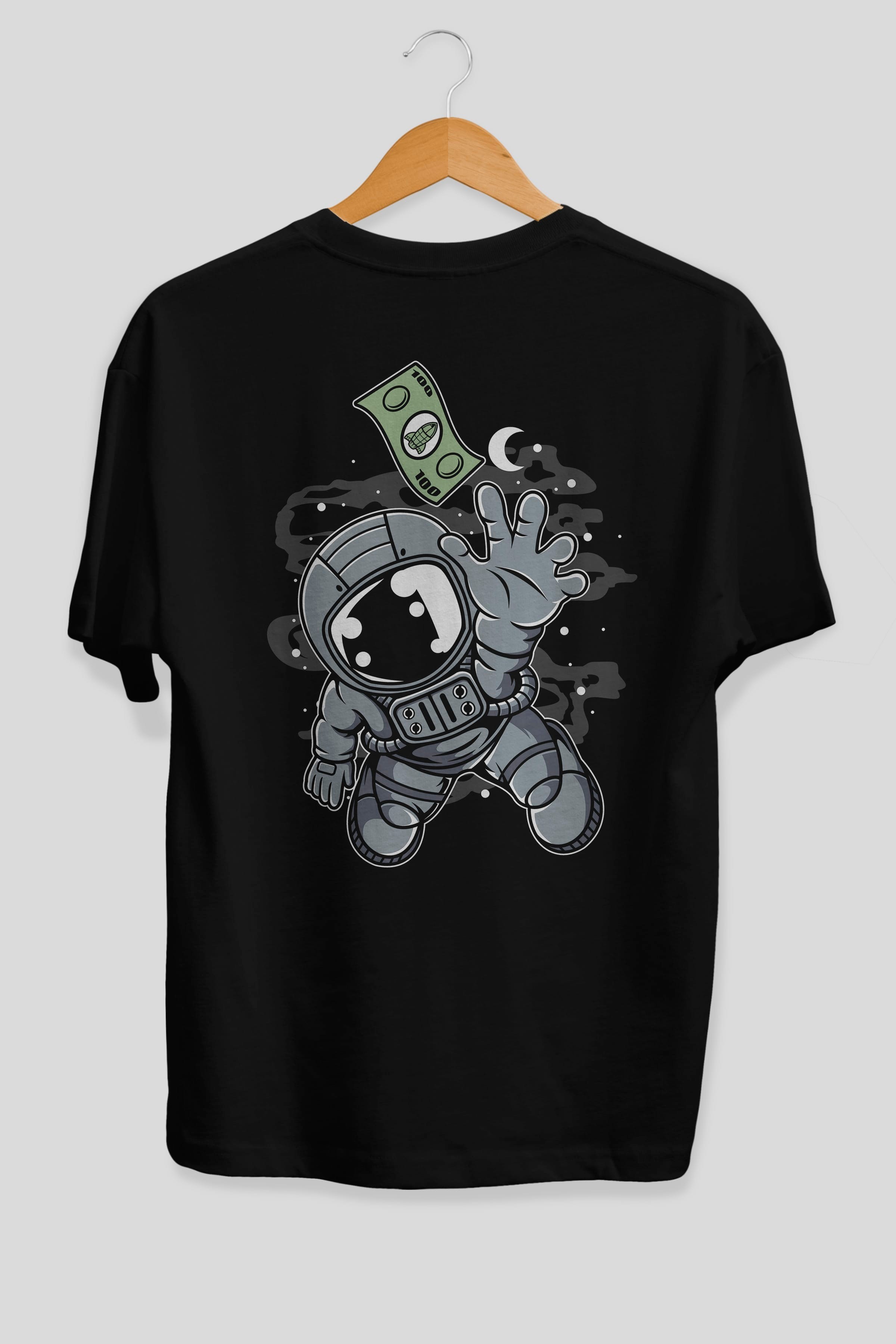 Astronaut Dollar Arka Baskılı Oversize t-shirt Erkek Kadın Unisex