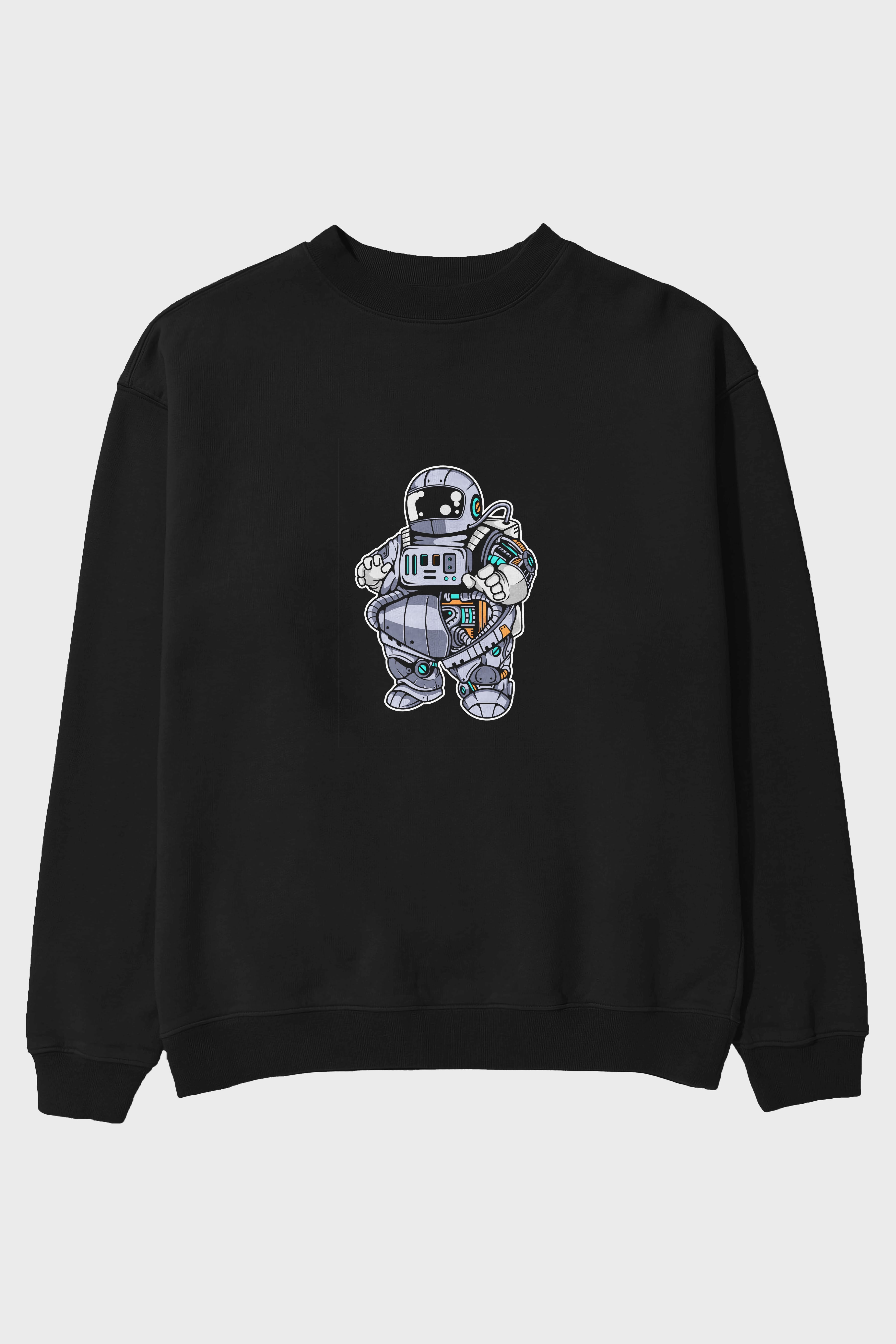 Fat Astronaut Robot Ön Baskılı Oversize Sweatshirt Erkek Kadın Unisex